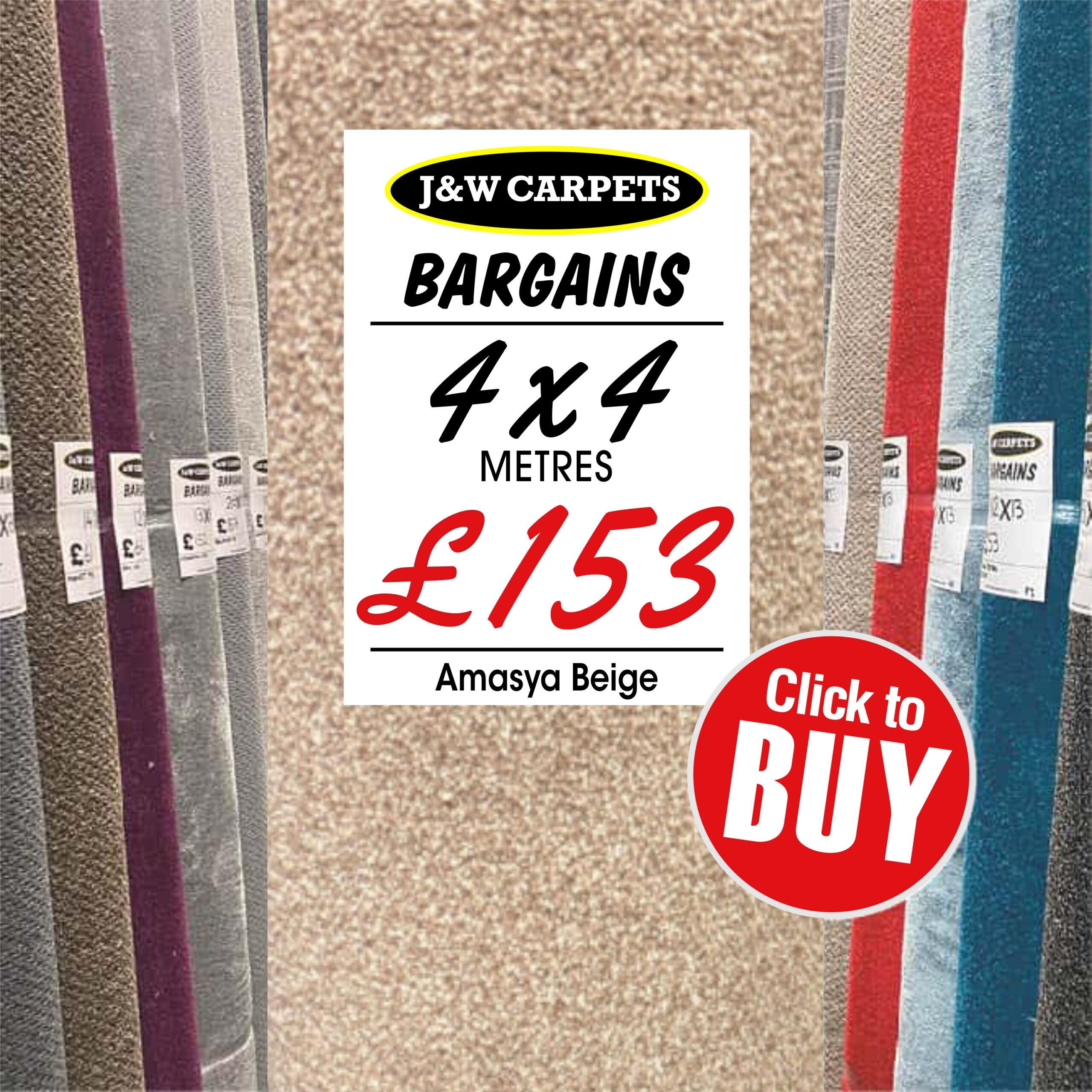 Amasya Beige – 4x4m – Carpet Roll End