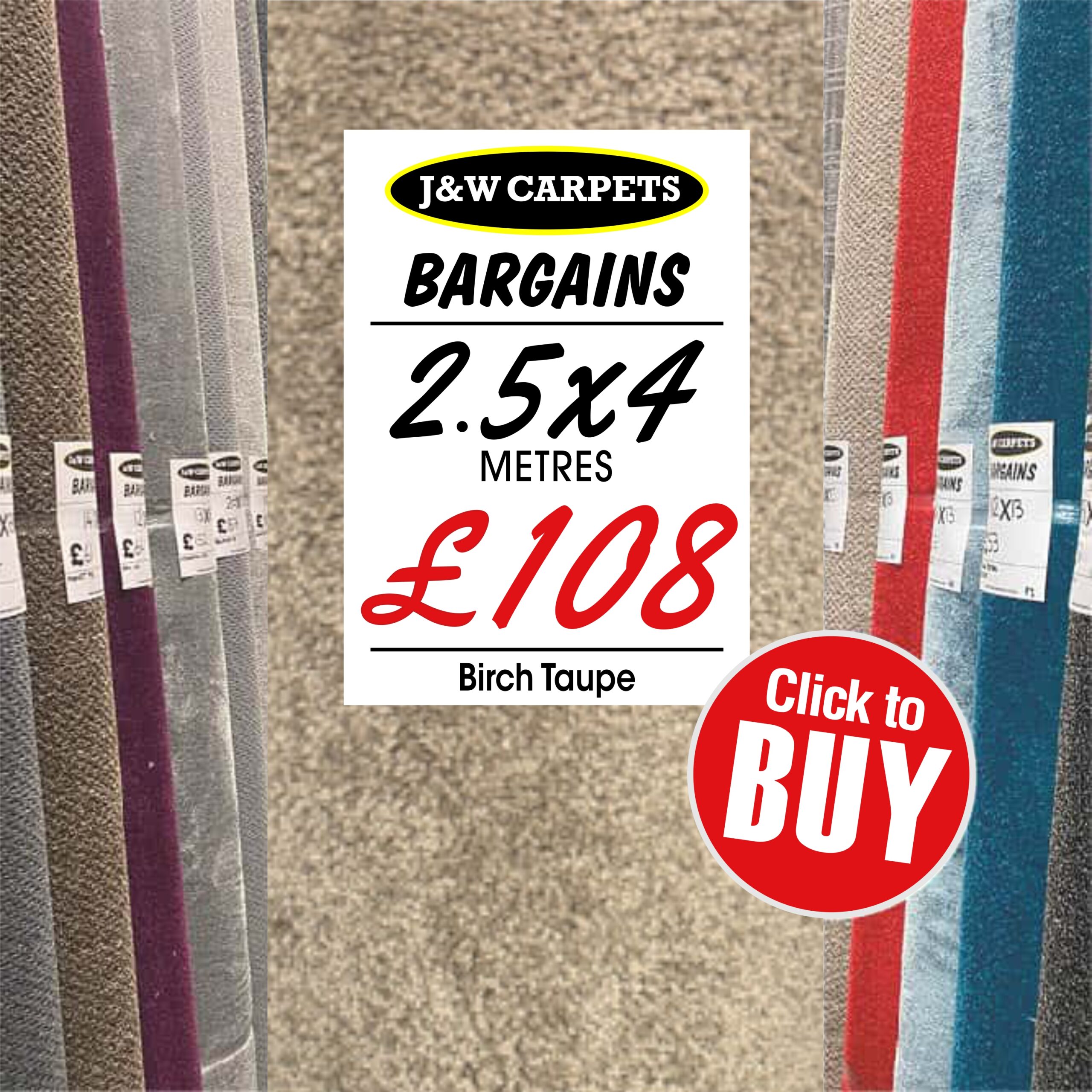 Birch Taupe – 2.5x4m – Carpet Roll End