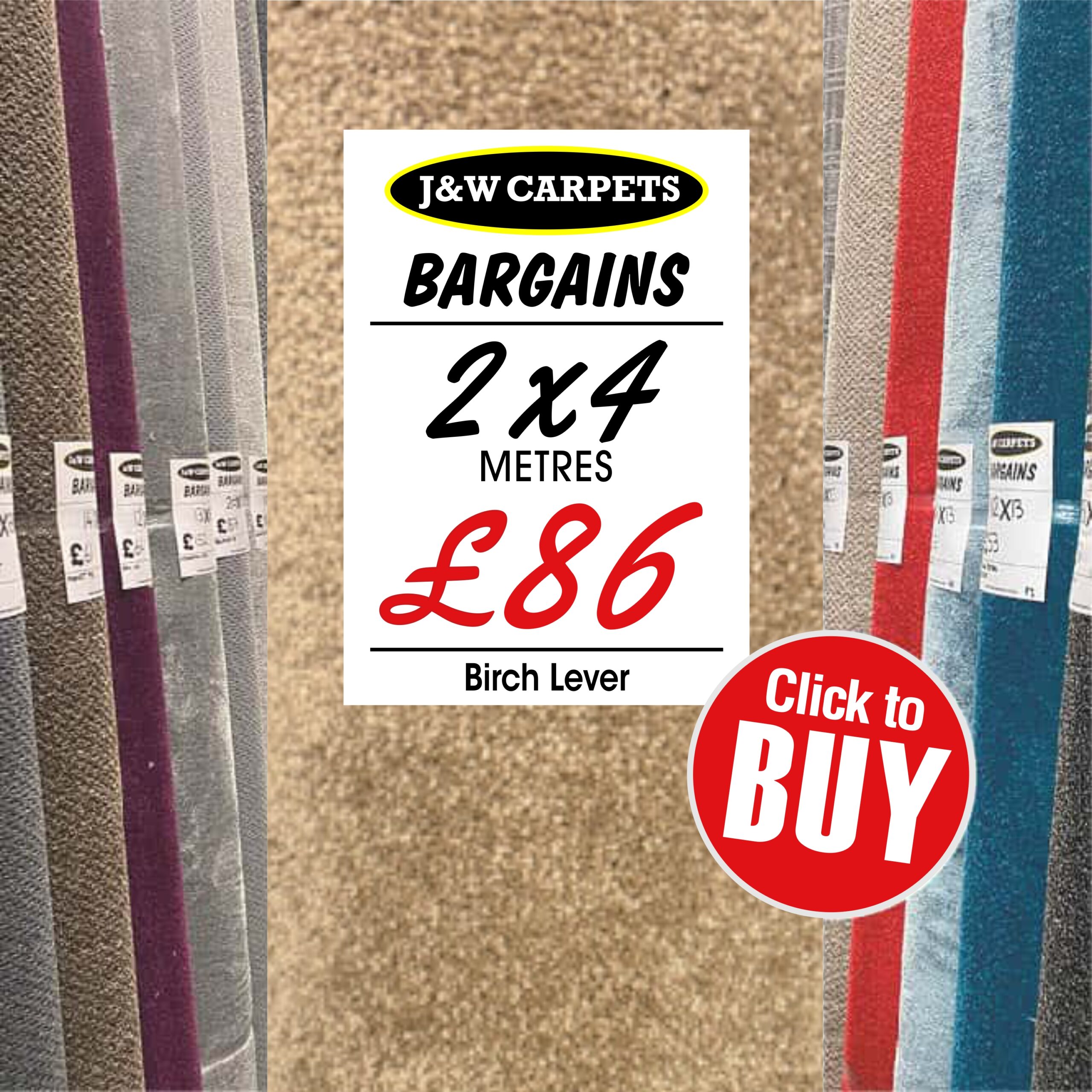 Birch Lever – 2x4m – Carpet Roll End