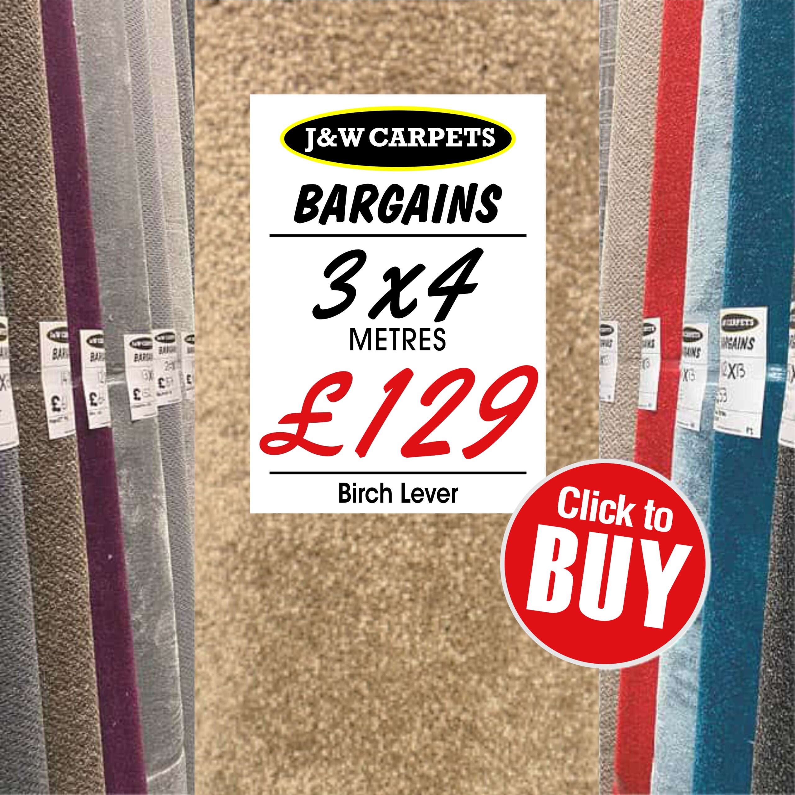 Birch Lever – 3x4m – Carpet Roll End