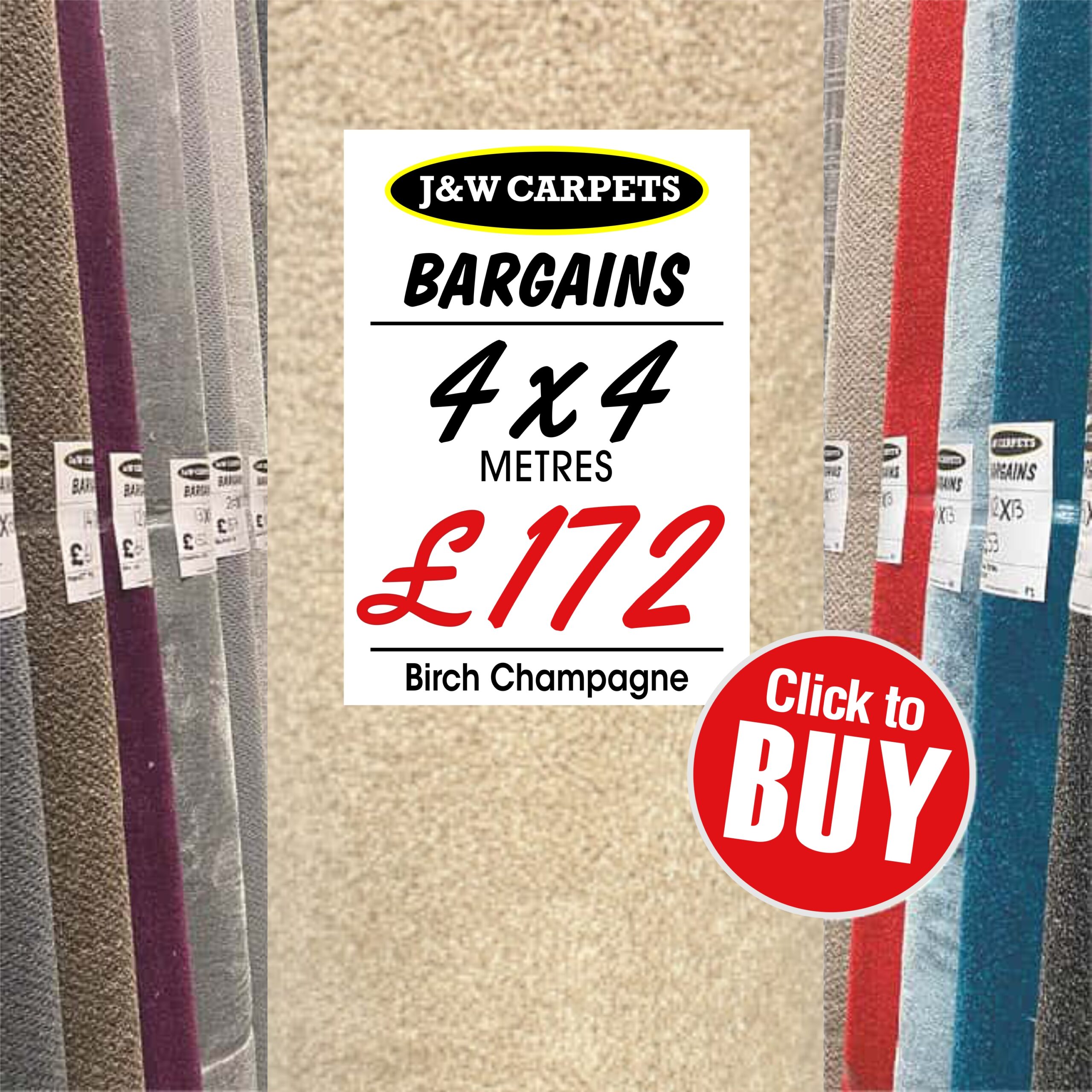 Birch Champagne – 4x4m – Carpet Roll End