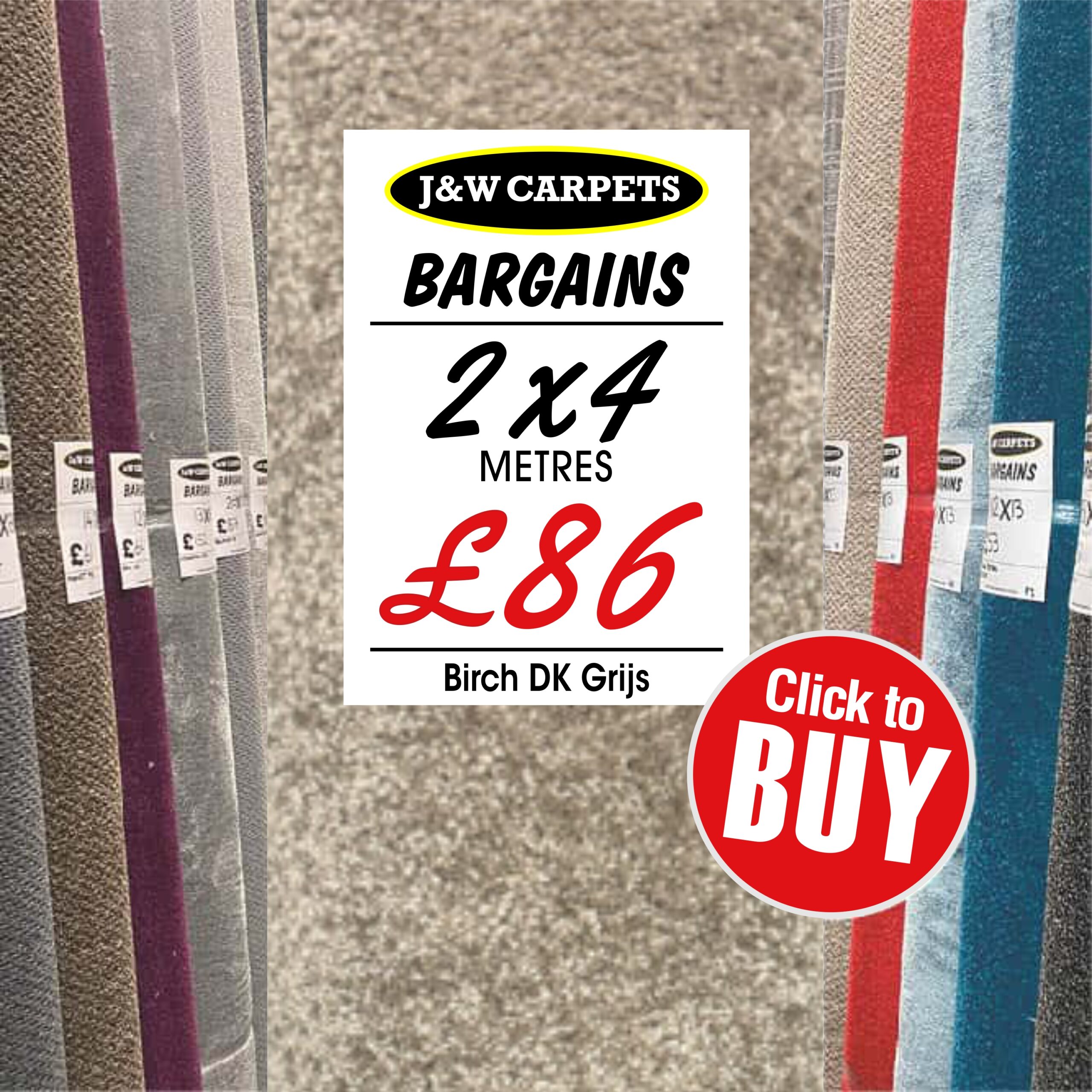 Birch DK Grijs – 2x4m – Carpet Roll End