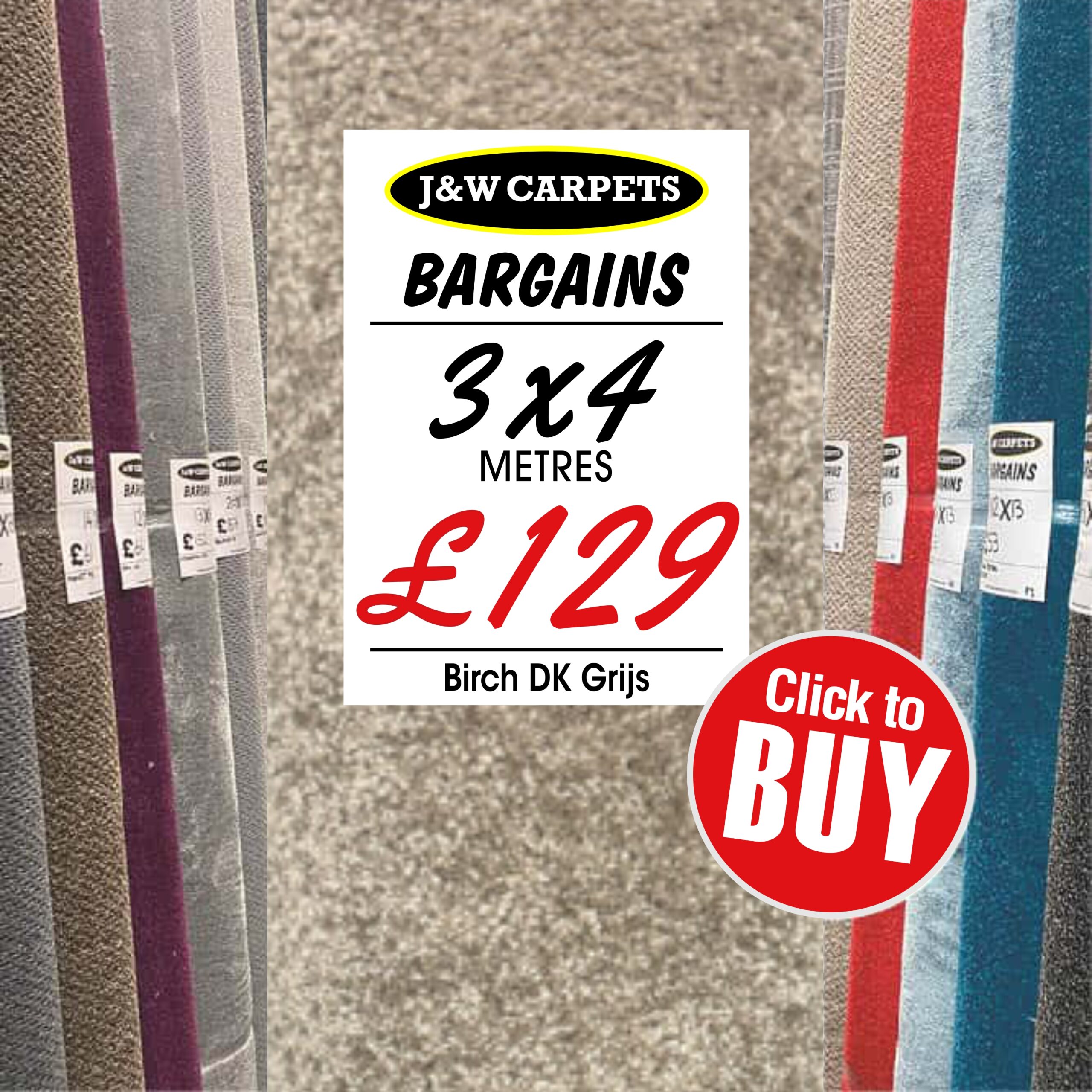 Birch DK Grijs – 3x4m – Carpet Roll End