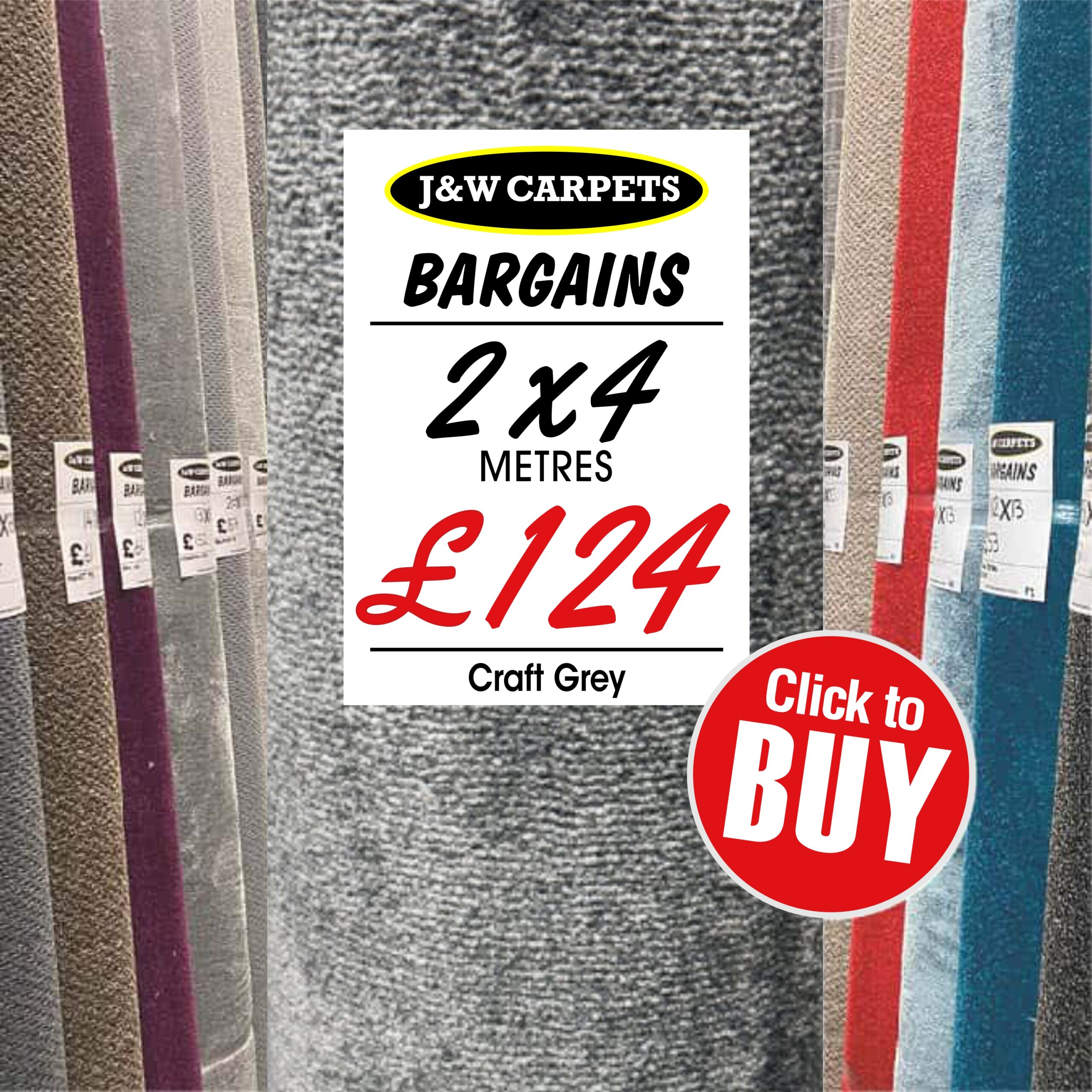 Craft Grey – 2x4m – Carpet Roll End