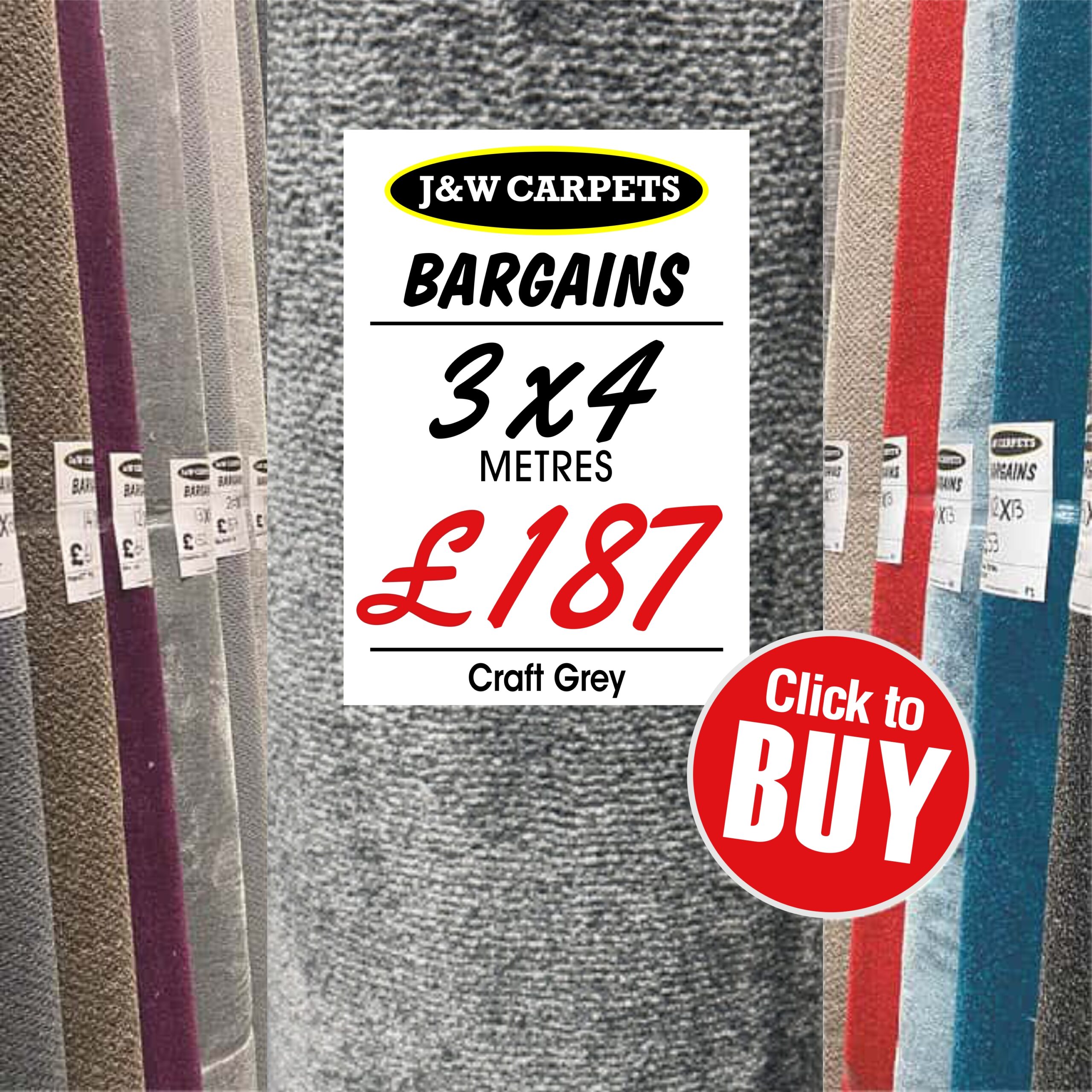 Craft Grey – 3x4m – Carpet Roll End