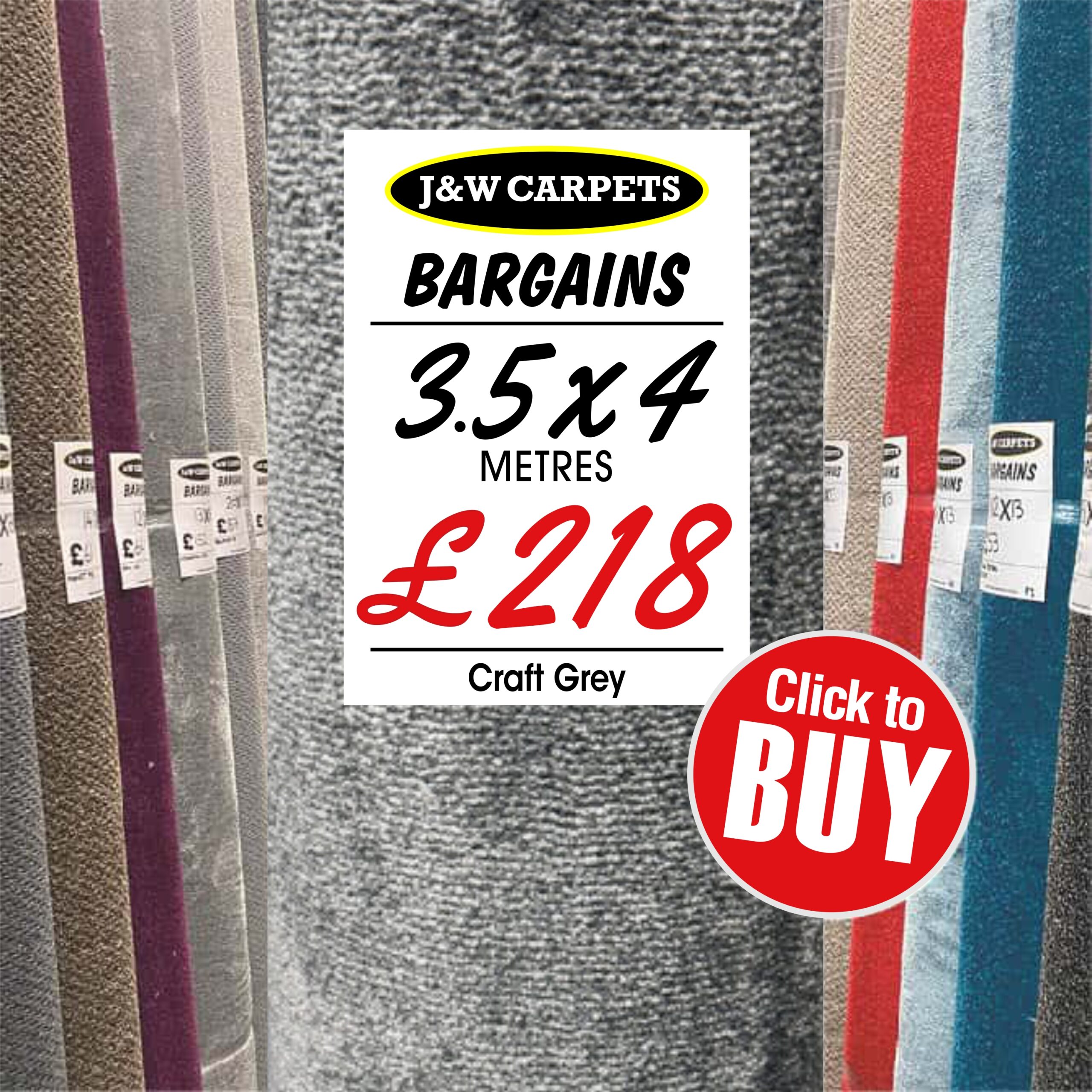 Craft Grey – 3.5x4m – Carpet Roll End