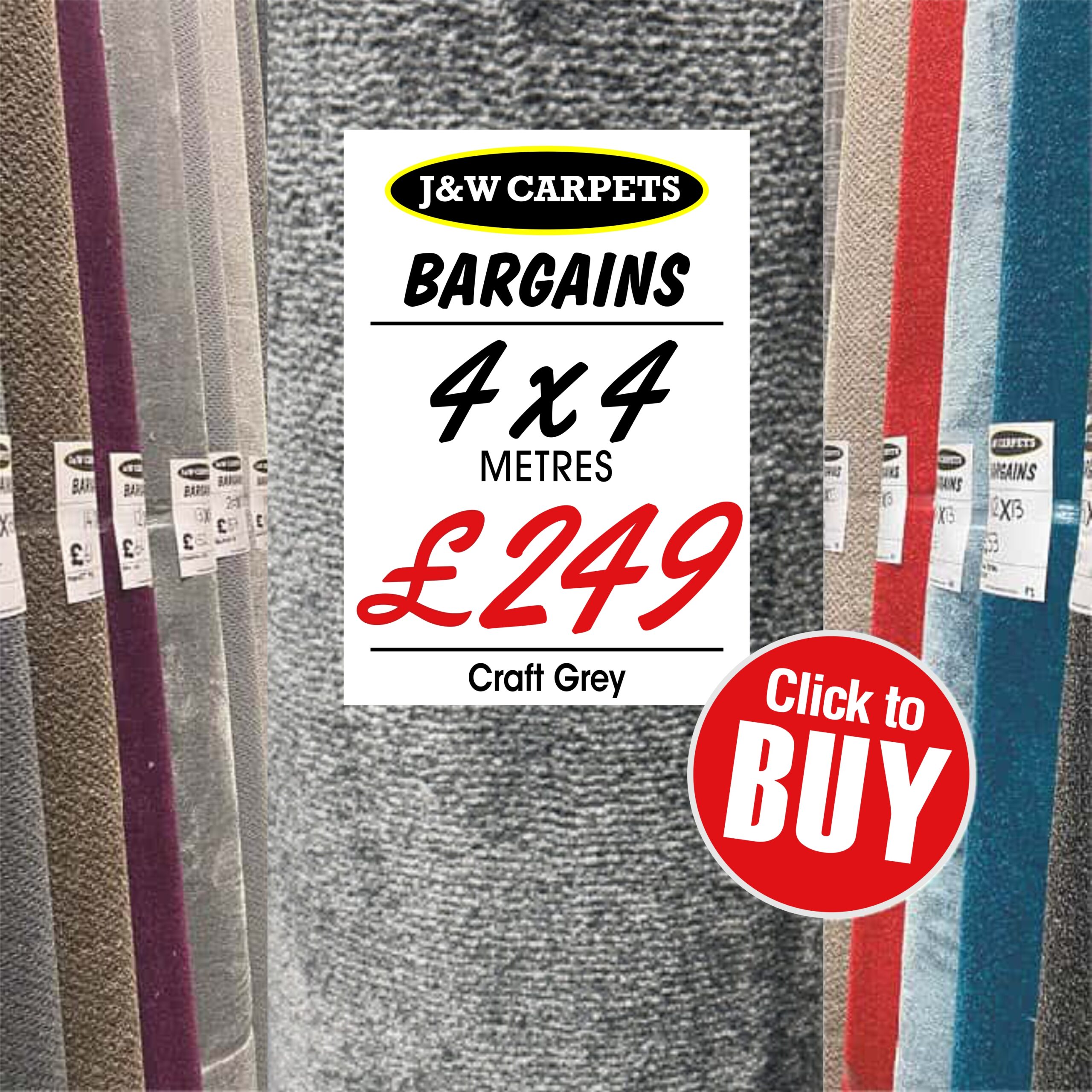 Craft Grey – 4x4m – Carpet Roll End