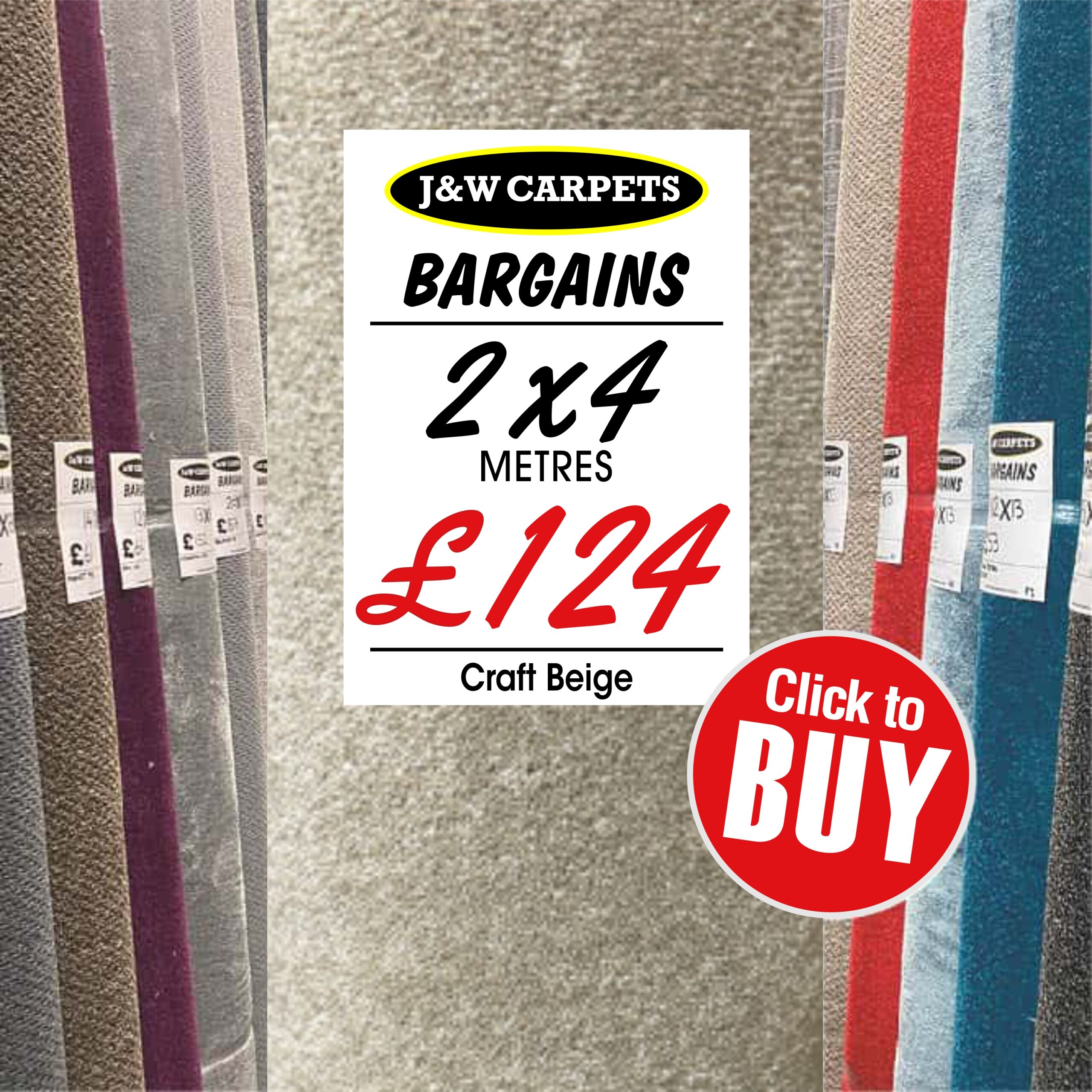 Craft Beige – 2x4m – Carpet Roll End