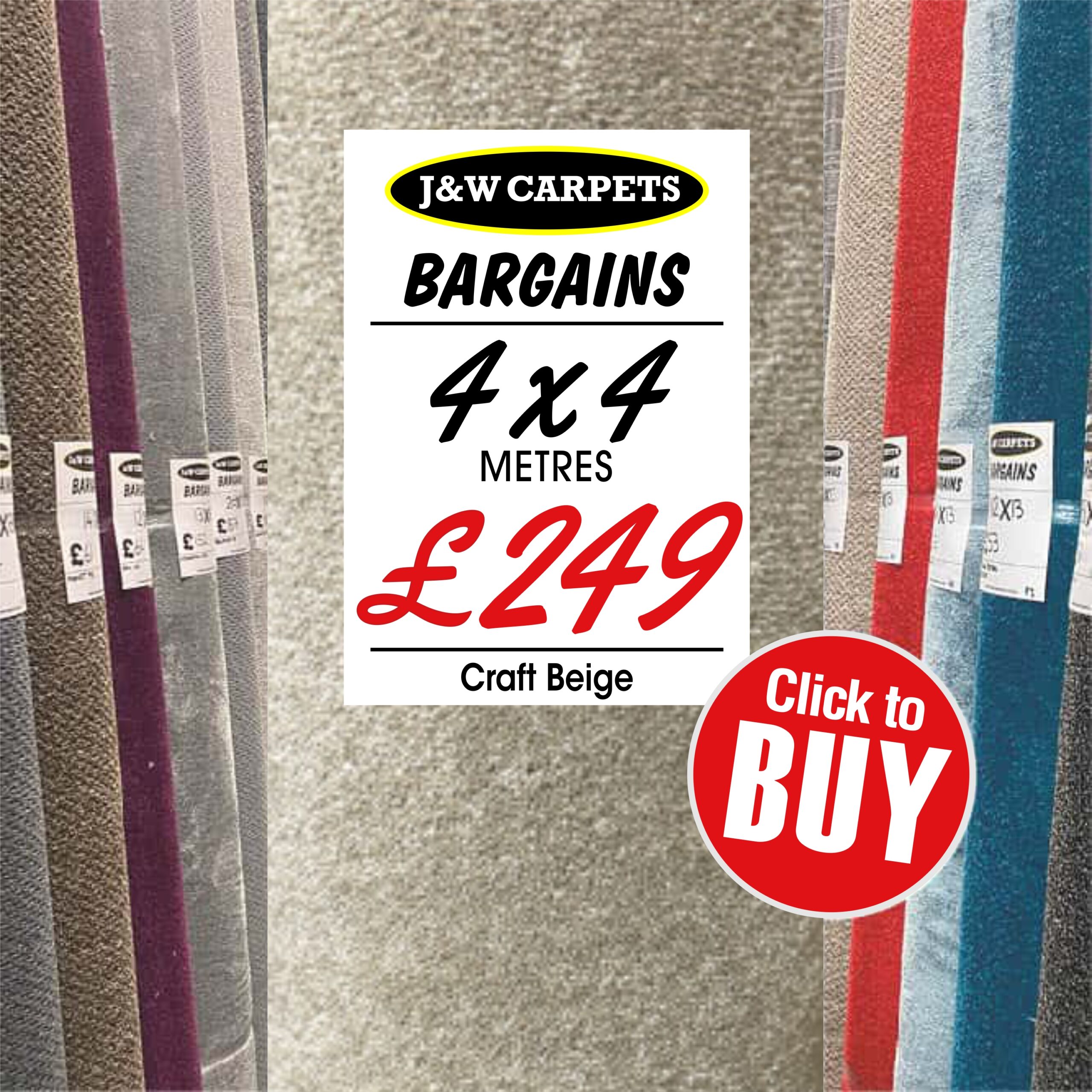 Craft Beige – 4x4m – Carpet Roll End