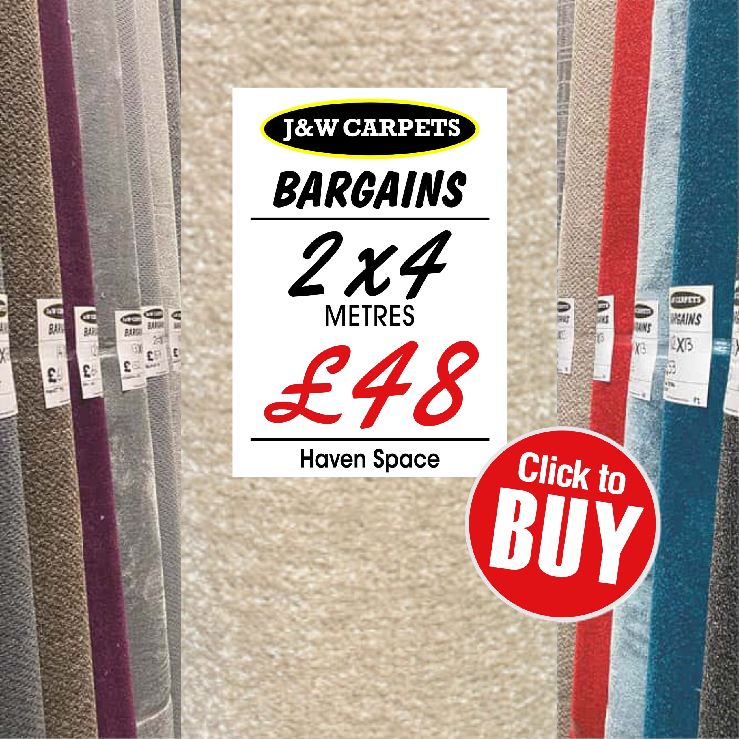 Haven Space – 2x4m – Carpet Roll End