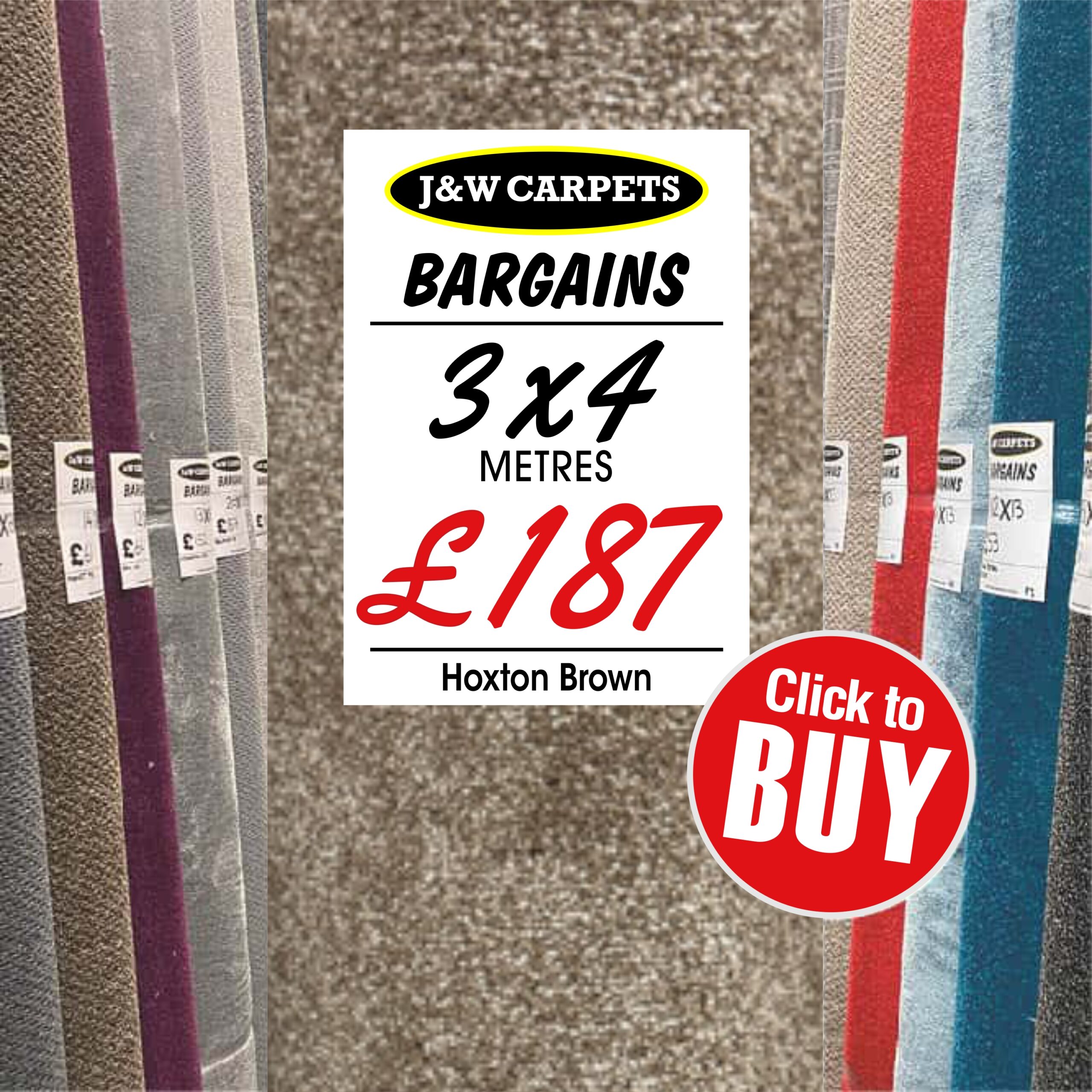 Hoxton Brown – 3x4m – Carpet Roll End