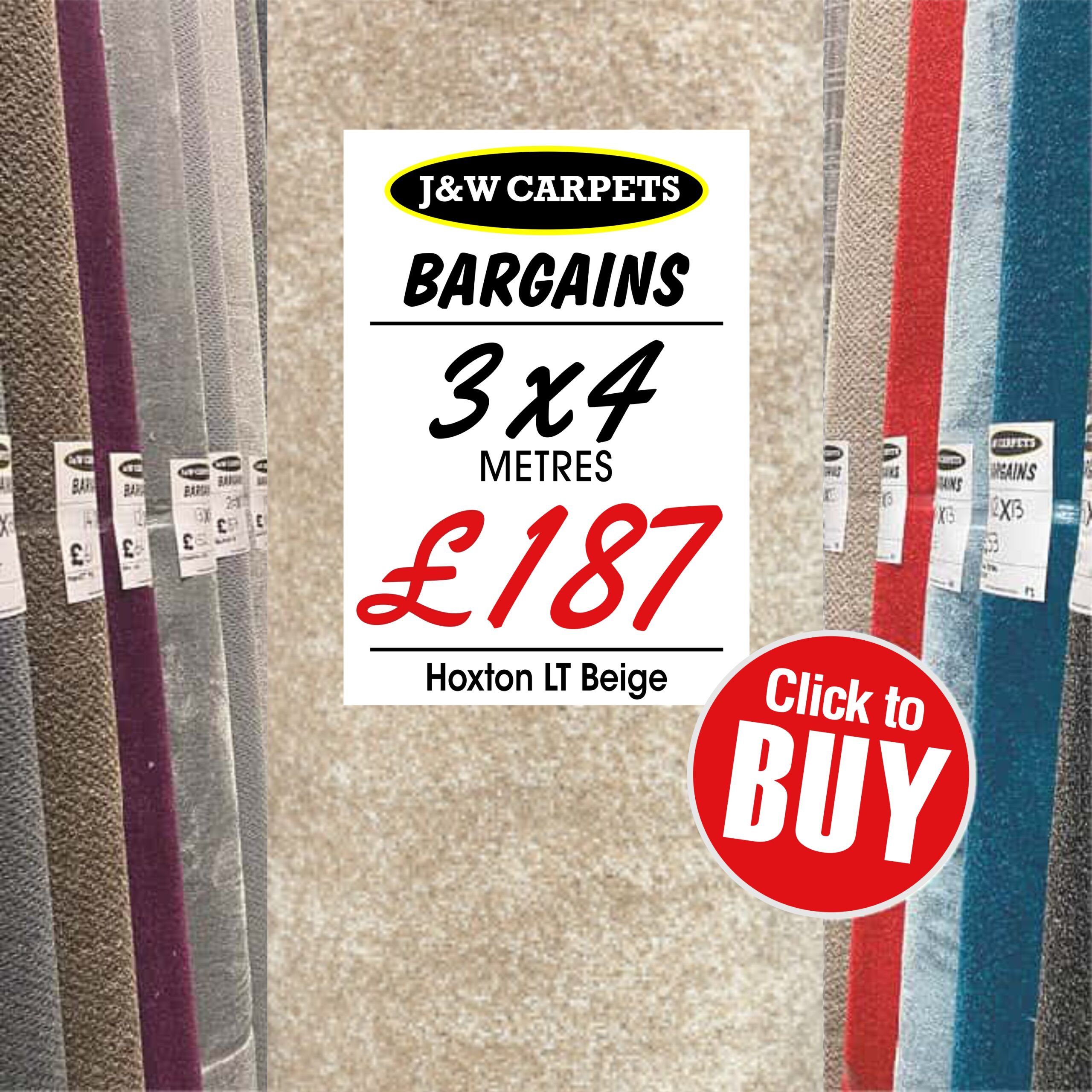 Hoxton LT Beige – 3x4m – Carpet Roll End