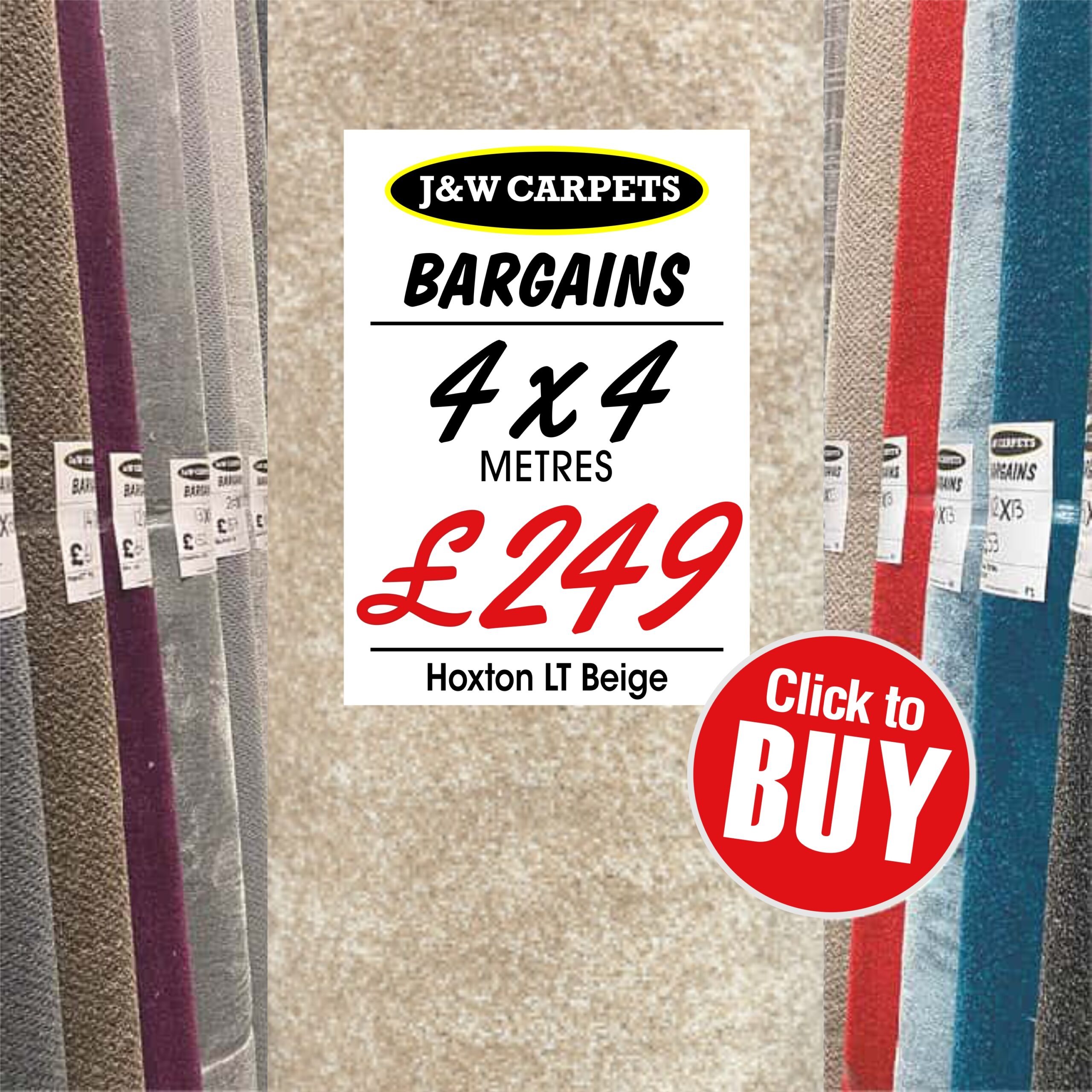 Hoxton LT Beige – 4x4m – Carpet Roll End