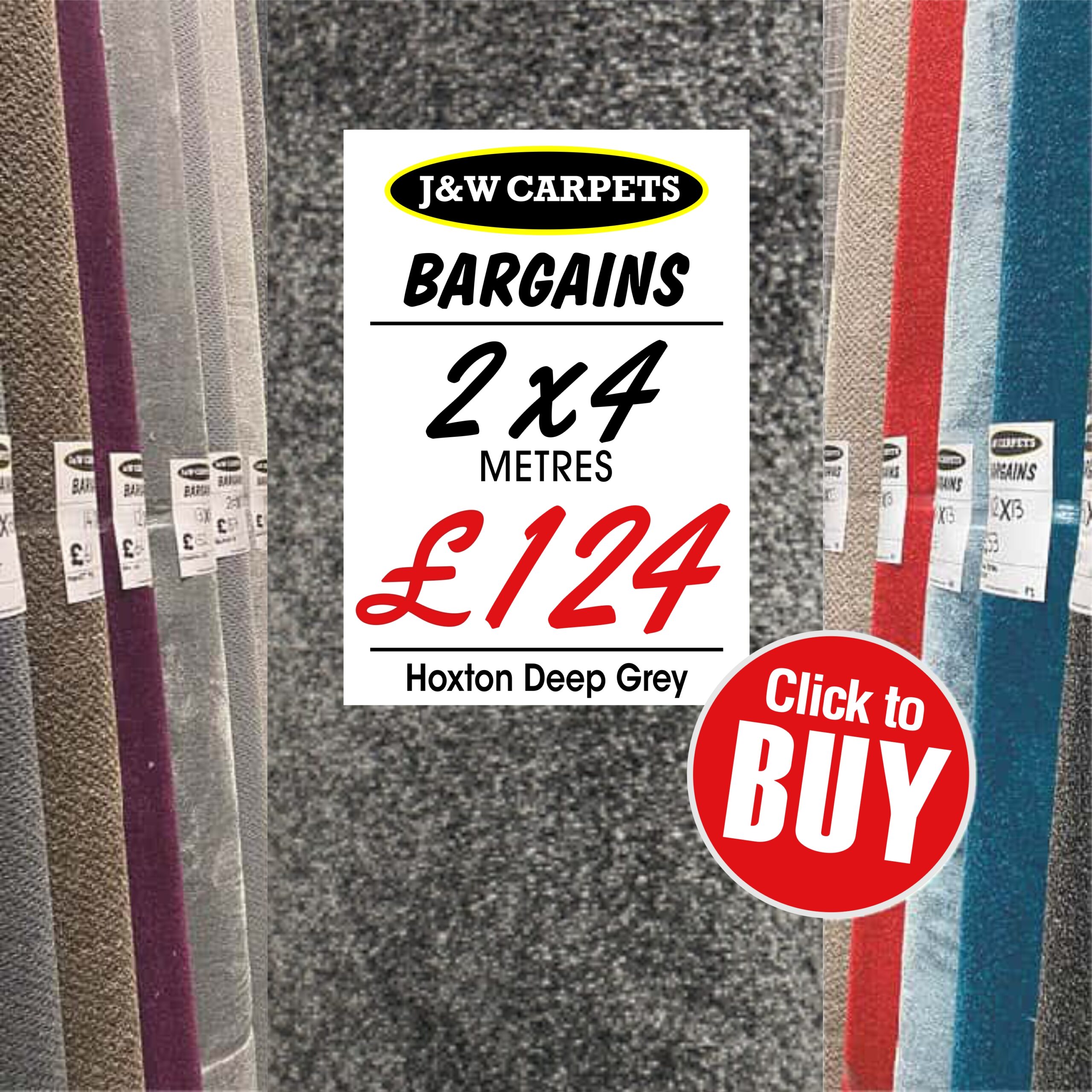 Hoxton Deep Grey – 2x4m – Carpet Roll End