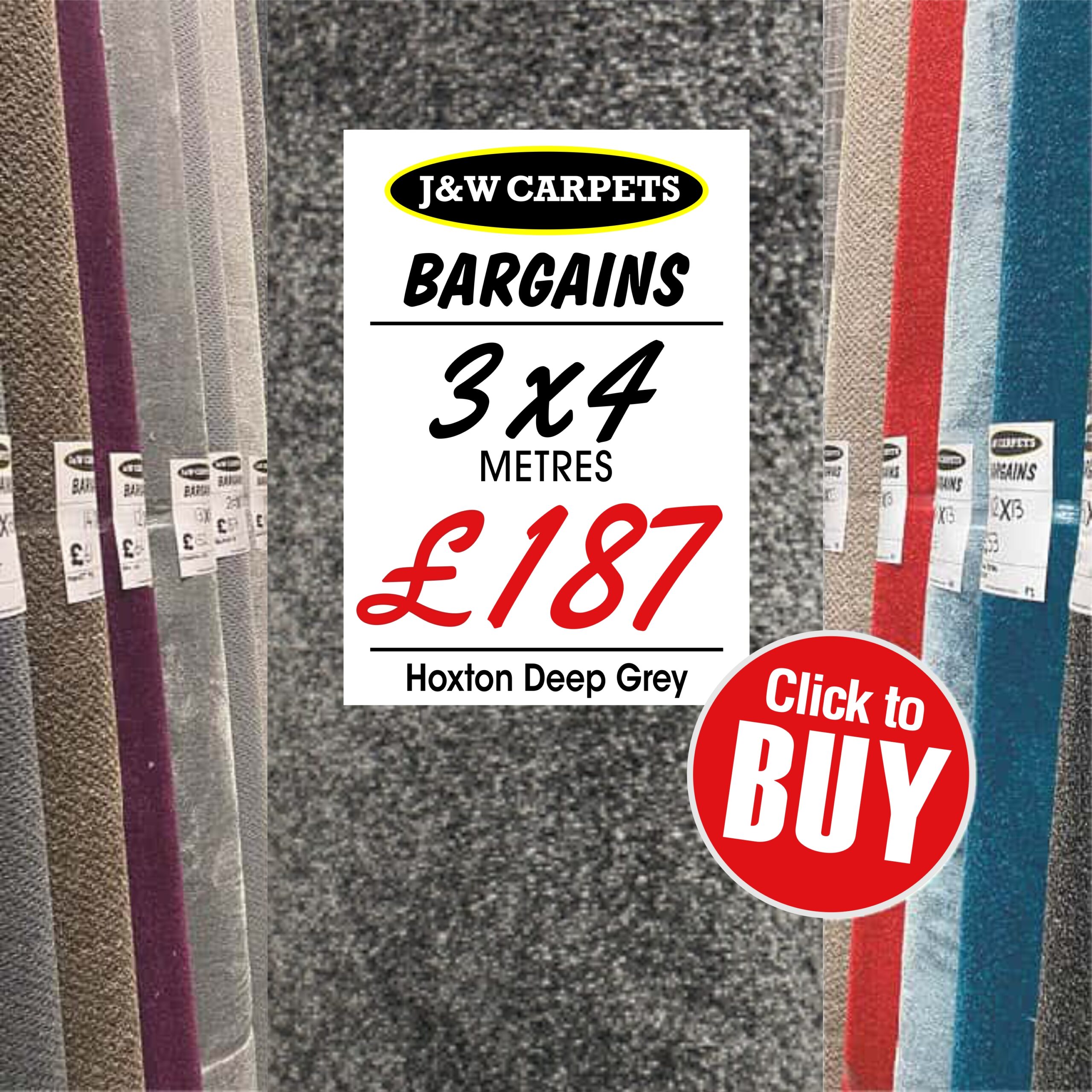 Hoxton Deep Grey – 3x4m – Carpet Roll End