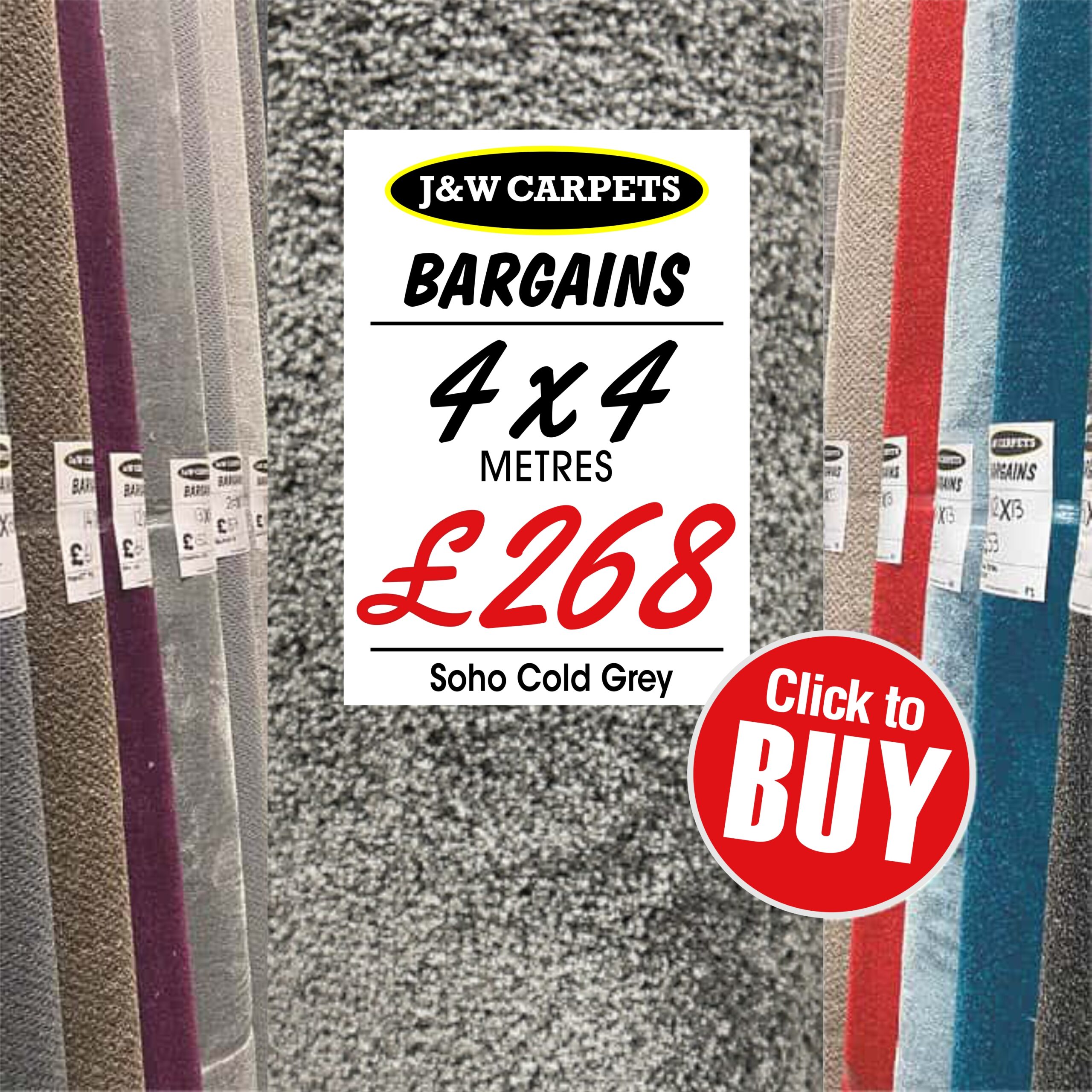 Soho Cold Grey – 4x4m – Carpet Roll End