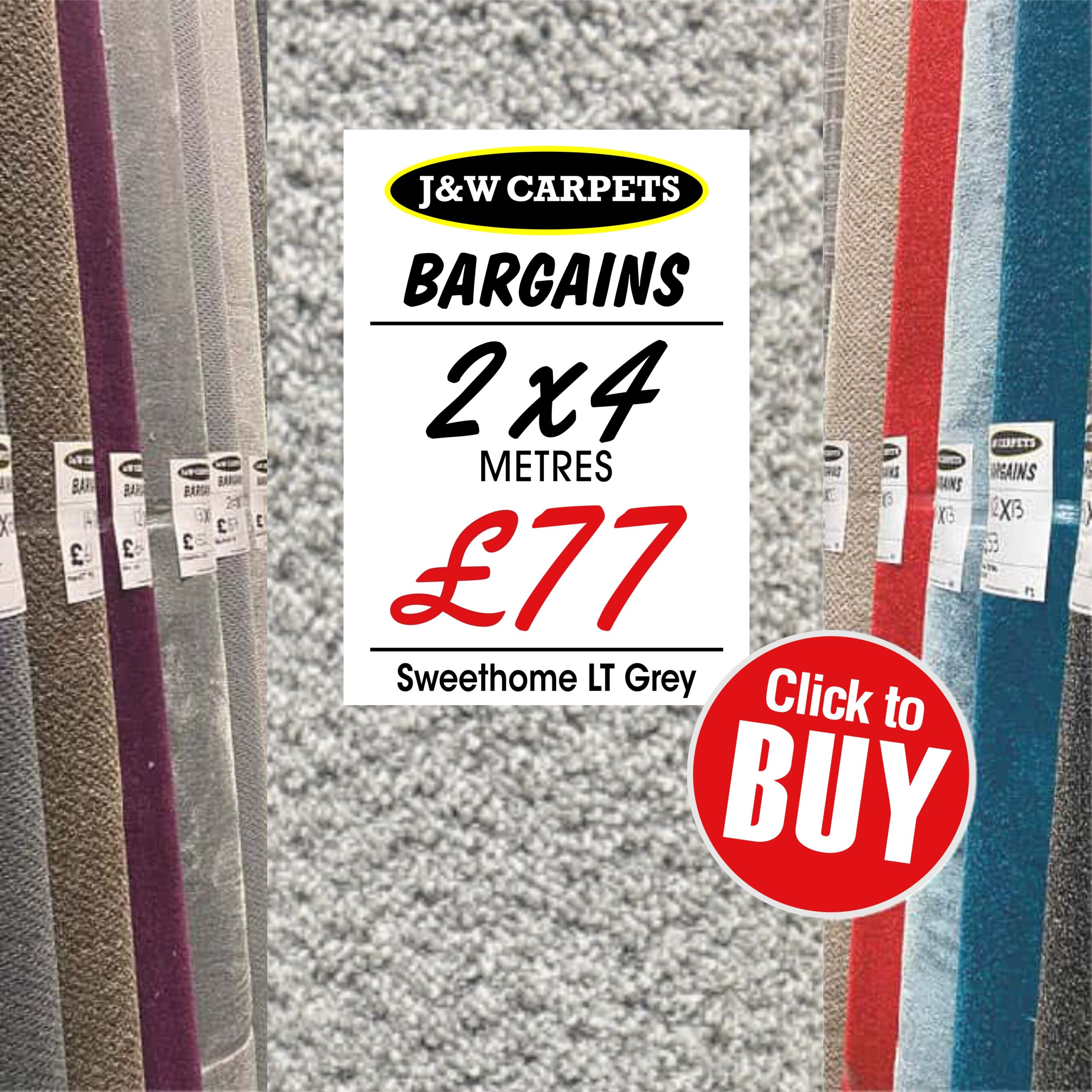 Sweethome LT Grey – 2x4m – Carpet Roll End
