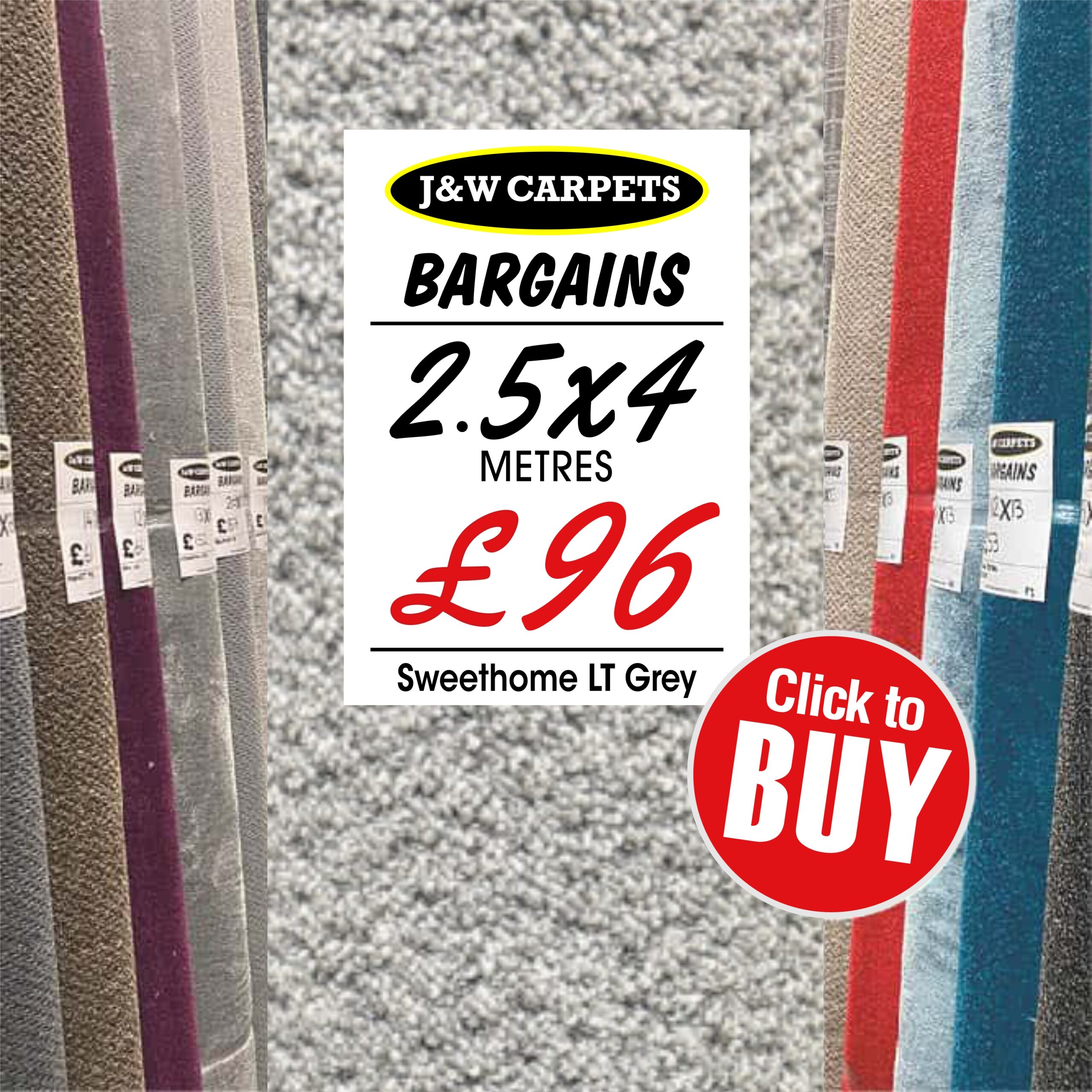 Sweethome LT Grey – 2.5x4m – Carpet Roll End
