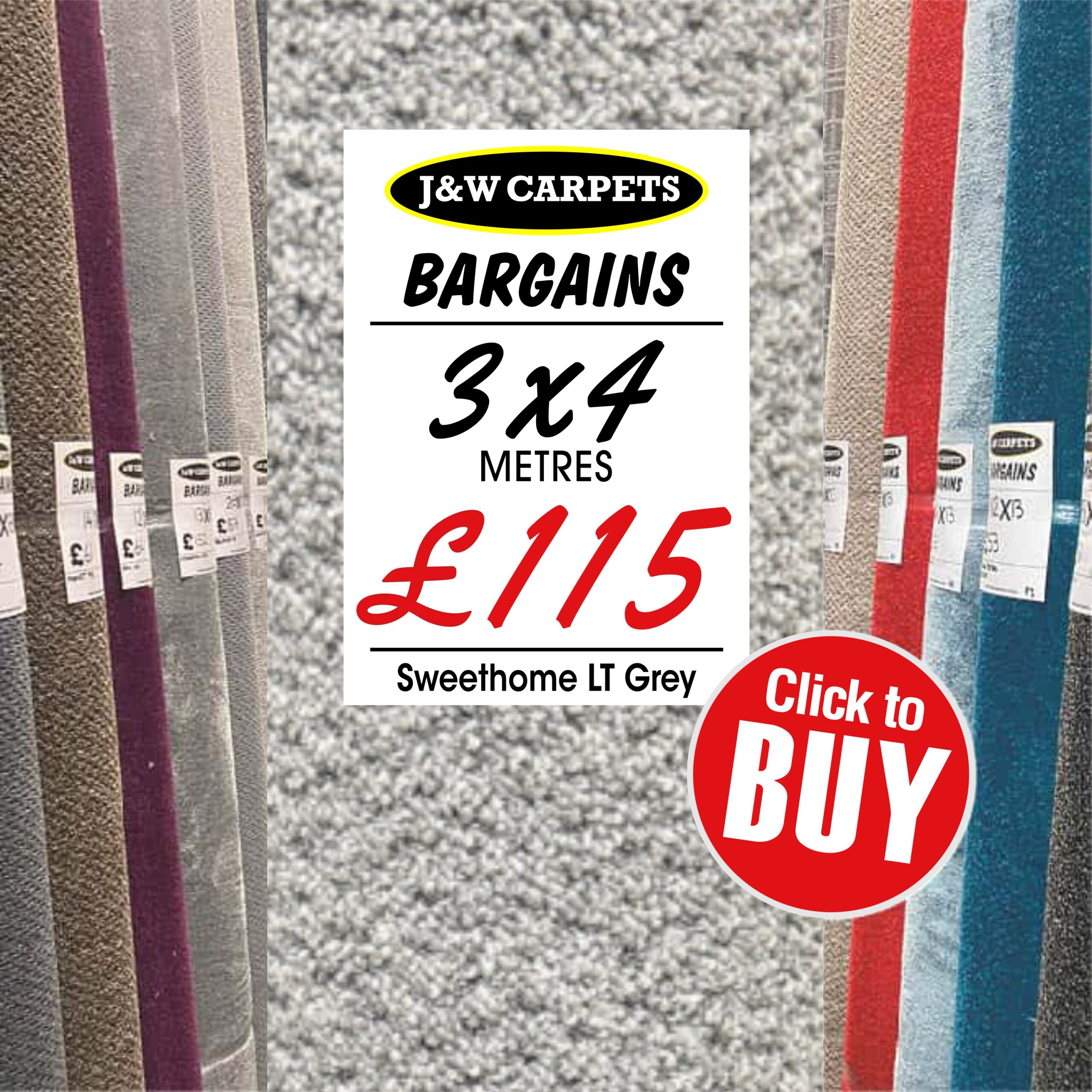 Sweethome LT Grey – 3x4m – Carpet Roll End