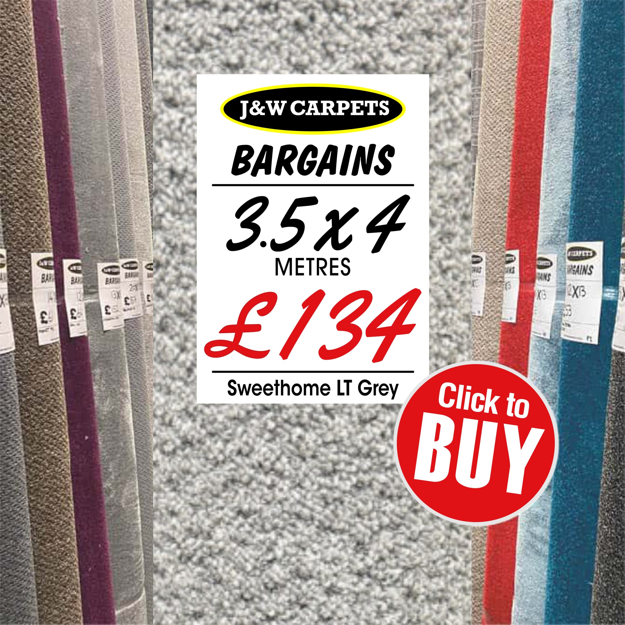 Sweethome LT Grey – 3.5x4m – Carpet Roll End