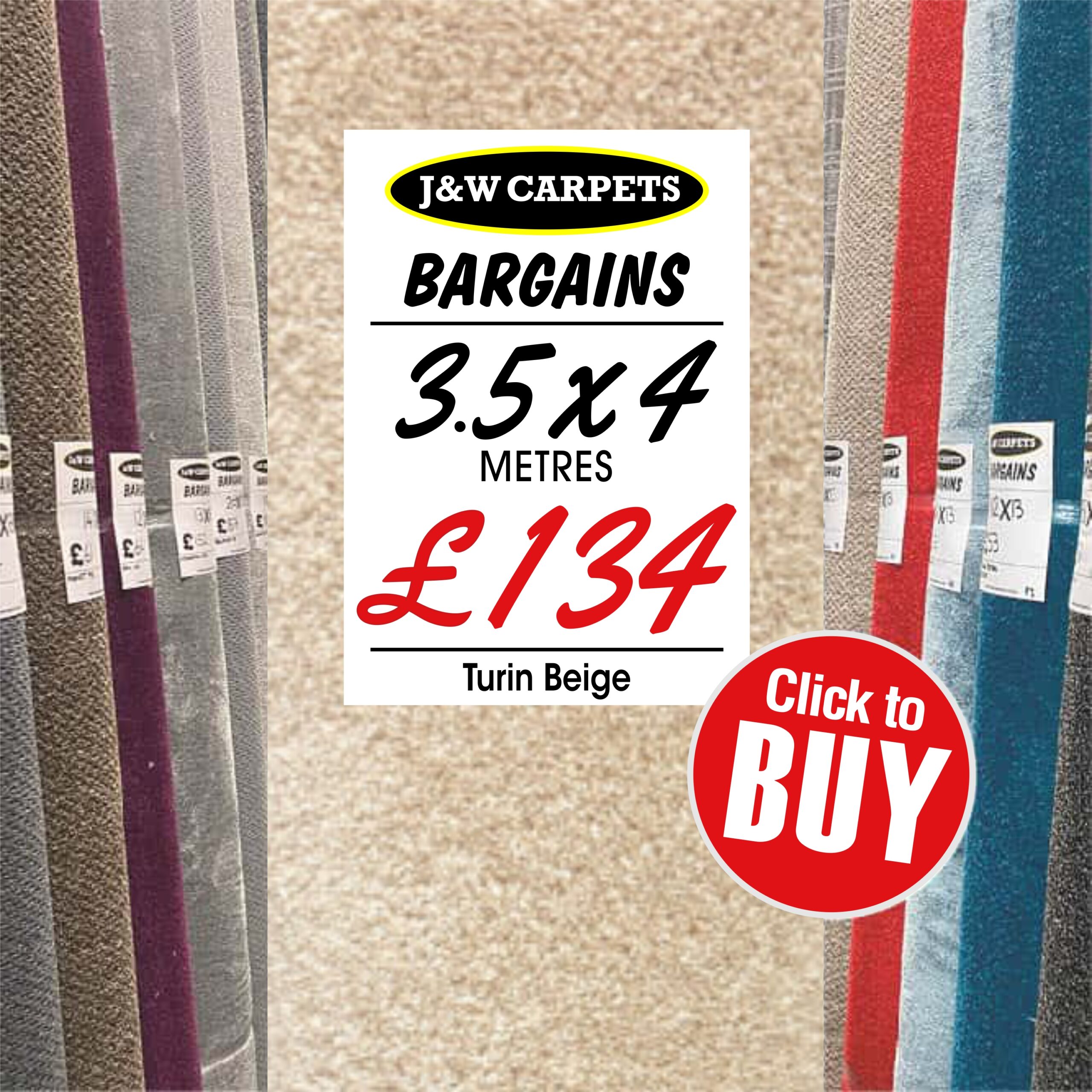 Turin Beige – 3.5x4m – Carpet Roll End