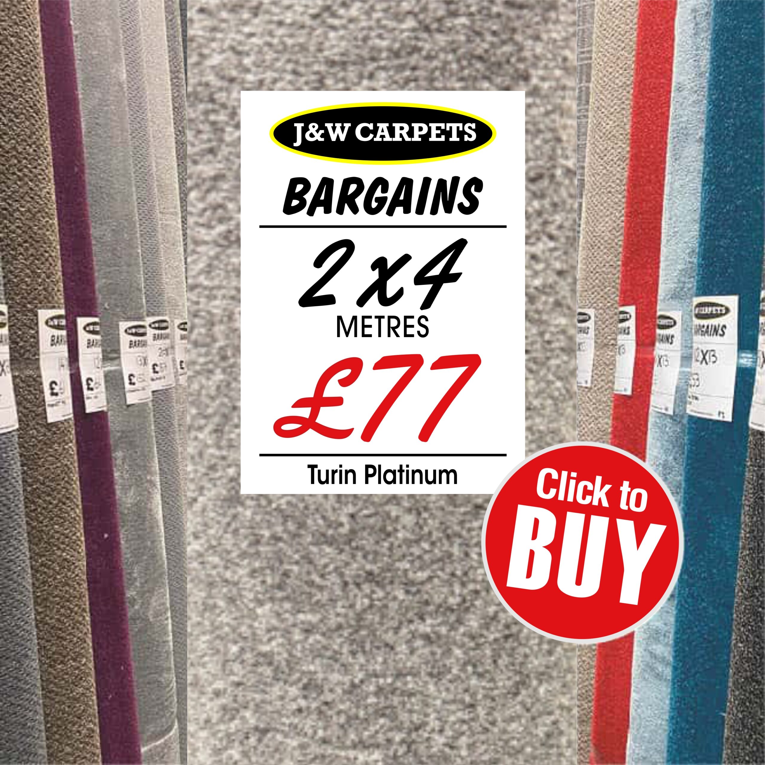 Turin Platinum – 2x4m – Carpet Roll End