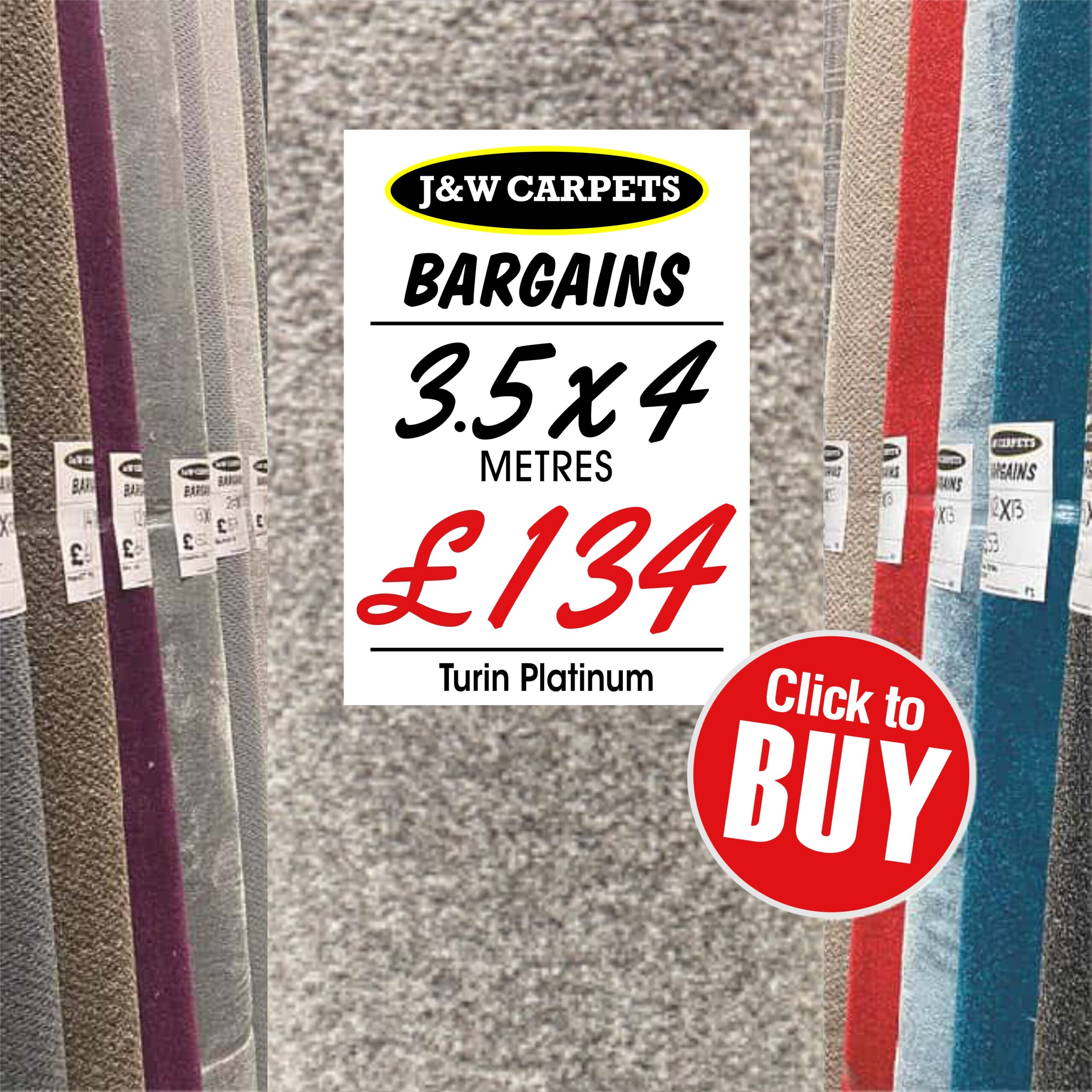 Turin Platinum – 3.5x4m – Carpet Roll End