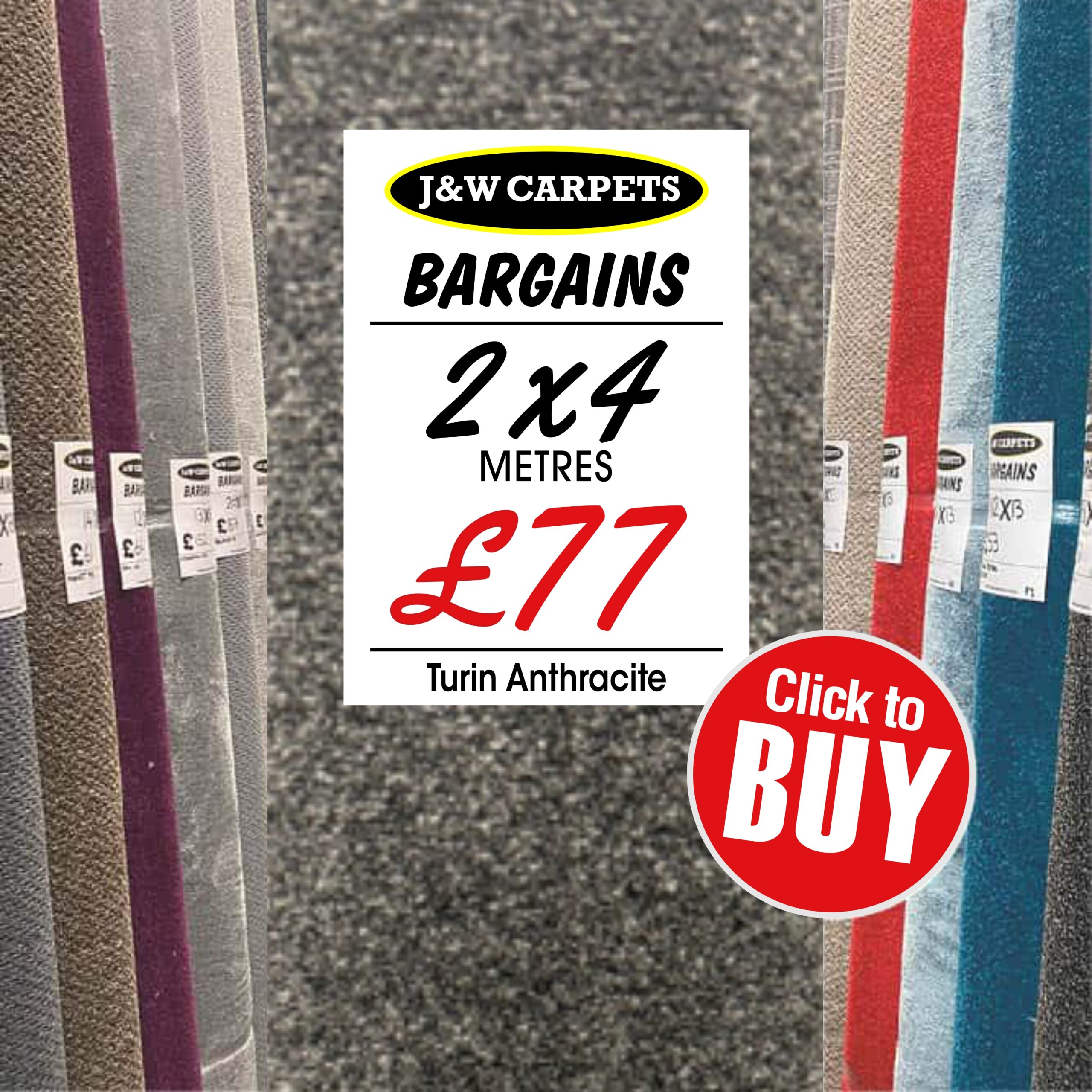 Turin Anthracite – 2x4m – Carpet Roll End