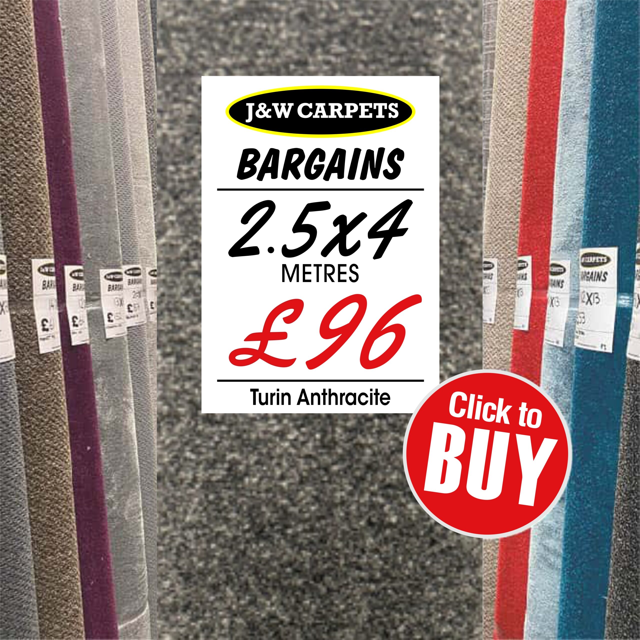 Turin Anthracite – 2.5x4m – Carpet Roll End