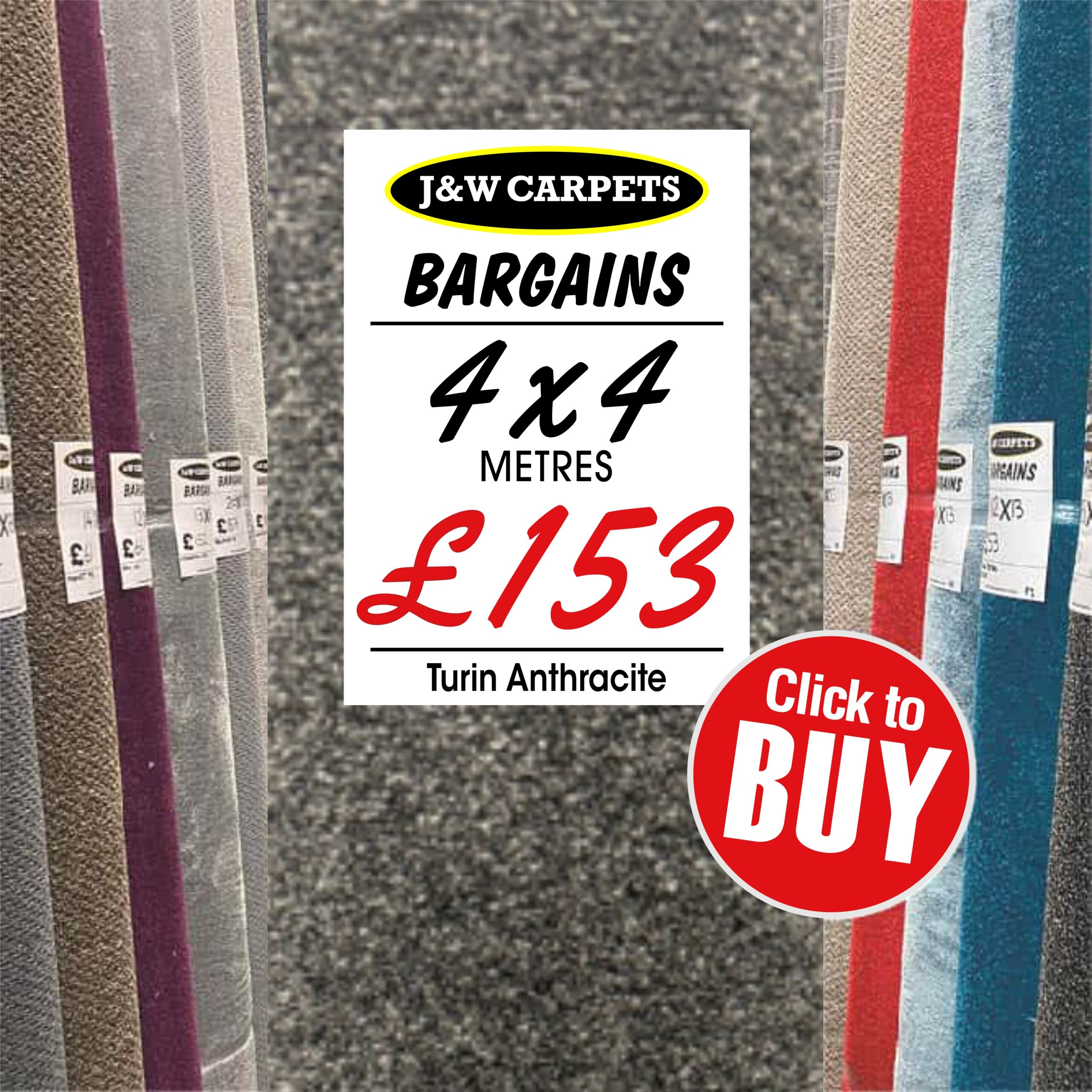 Turin Anthracite – 4x4m – Carpet Roll End