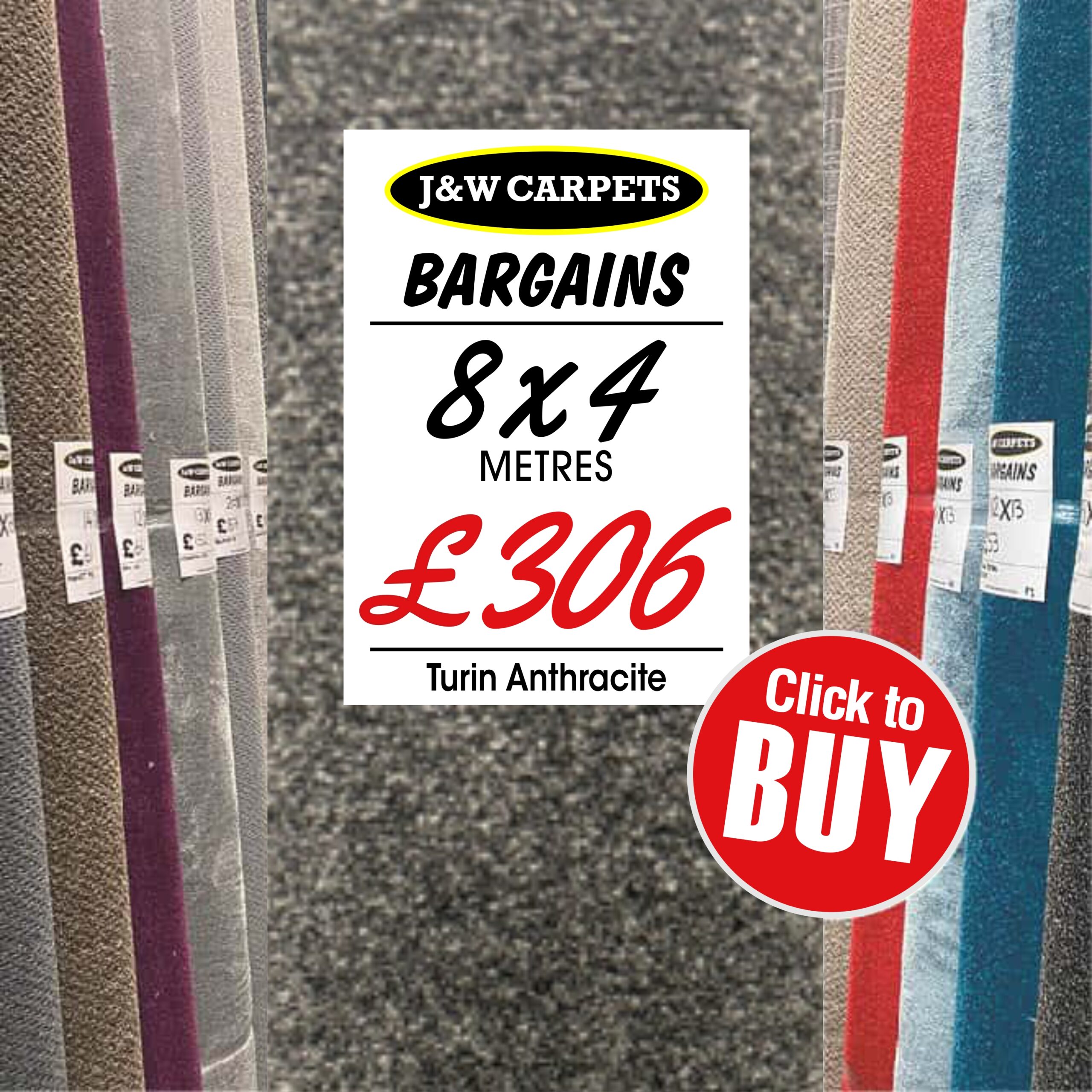 Turin Anthracite – 8x4m – Carpet Roll End