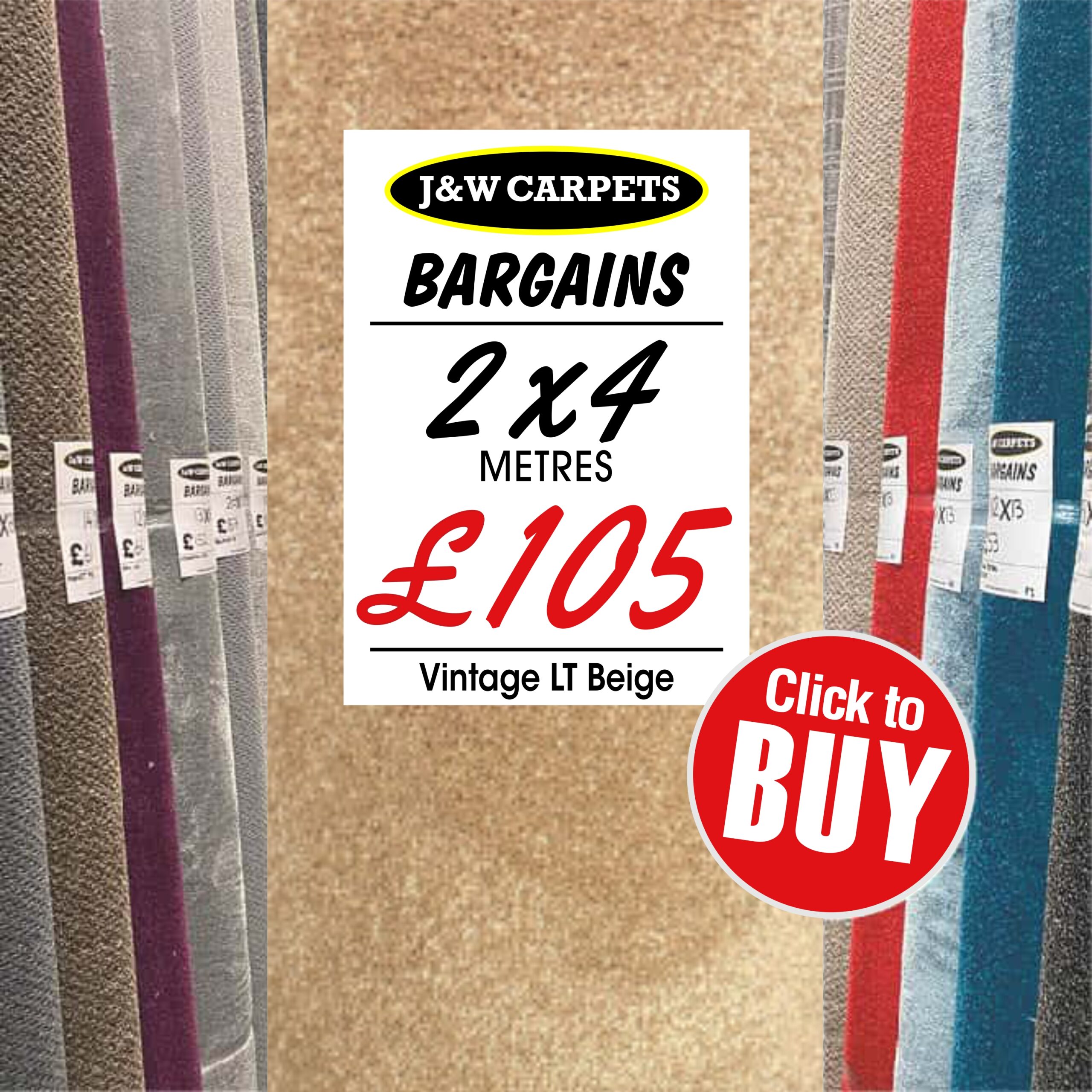 Vintage LT Beige – 2x4m – Carpet Roll End