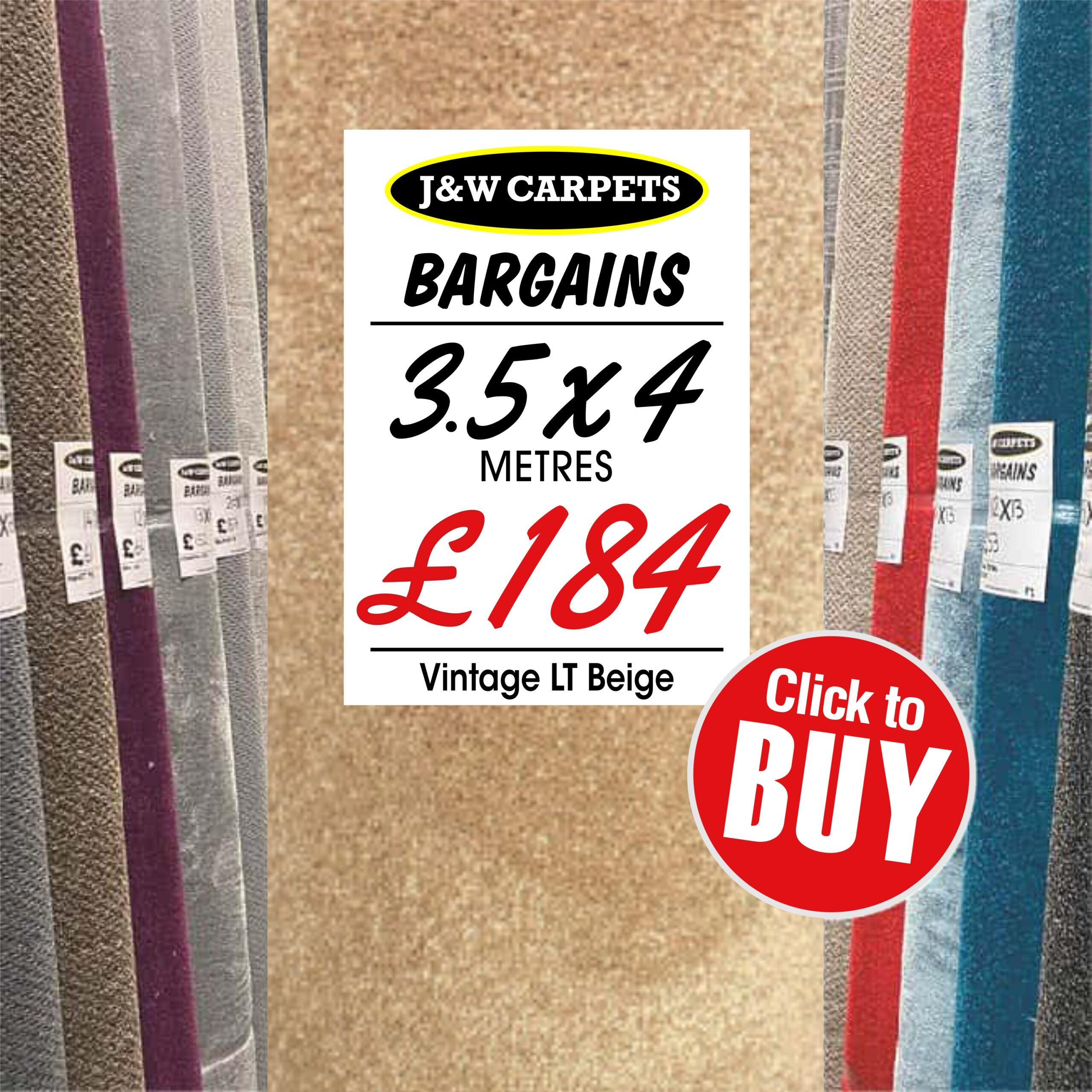 Vintage LT Beige – 3.5x4m – Carpet Roll End