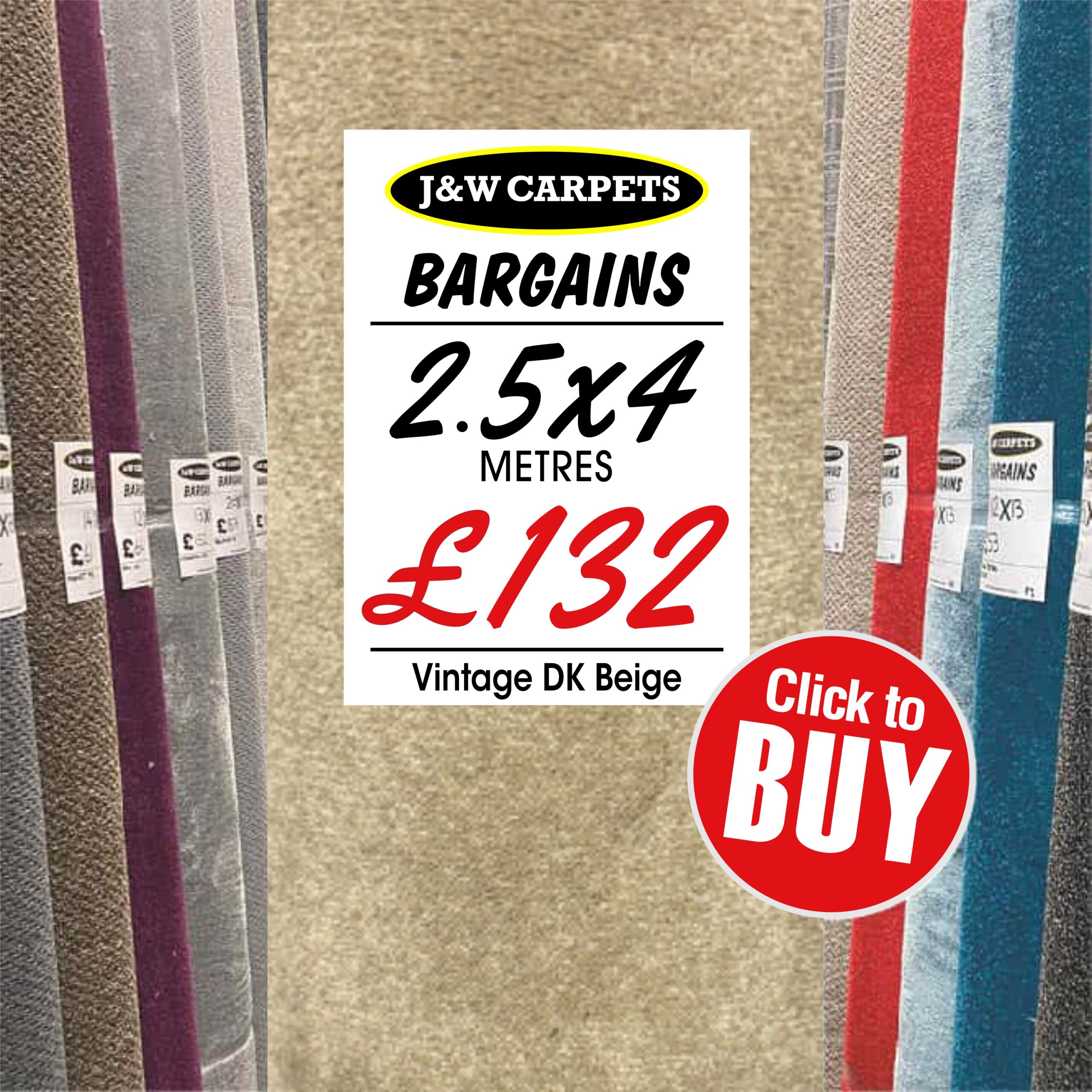 Vintage DK Beige – 2.5x4m – Carpet Roll End