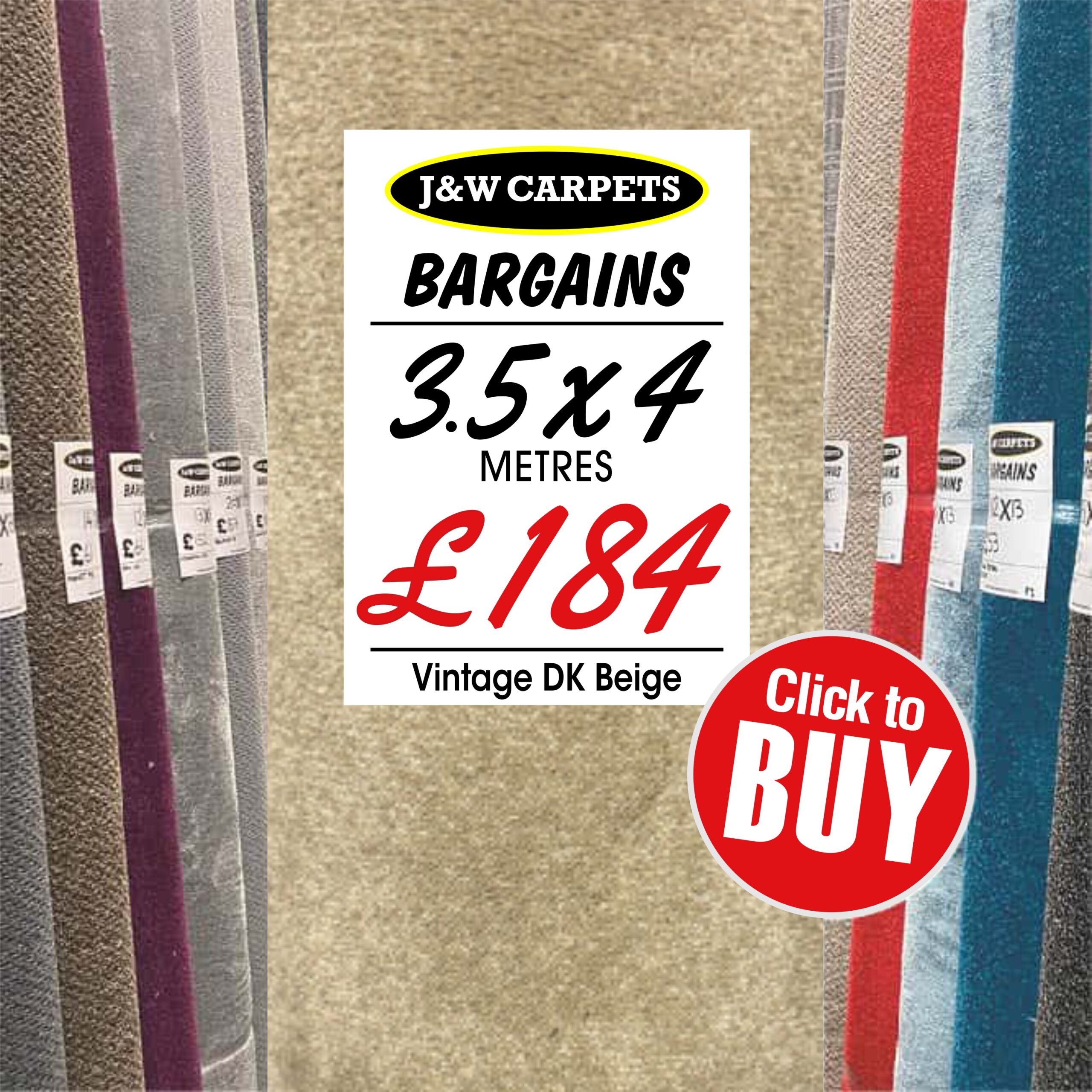 Vintage DK Beige – 3.5x4m – Carpet Roll End