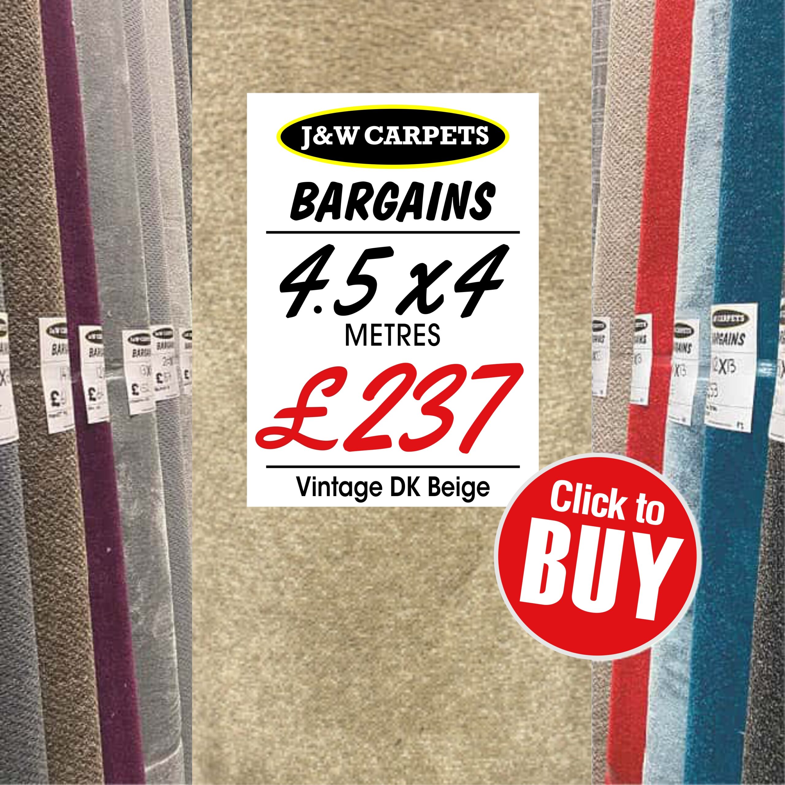 Vintage DK Beige – 4.5x4m – Carpet Roll End