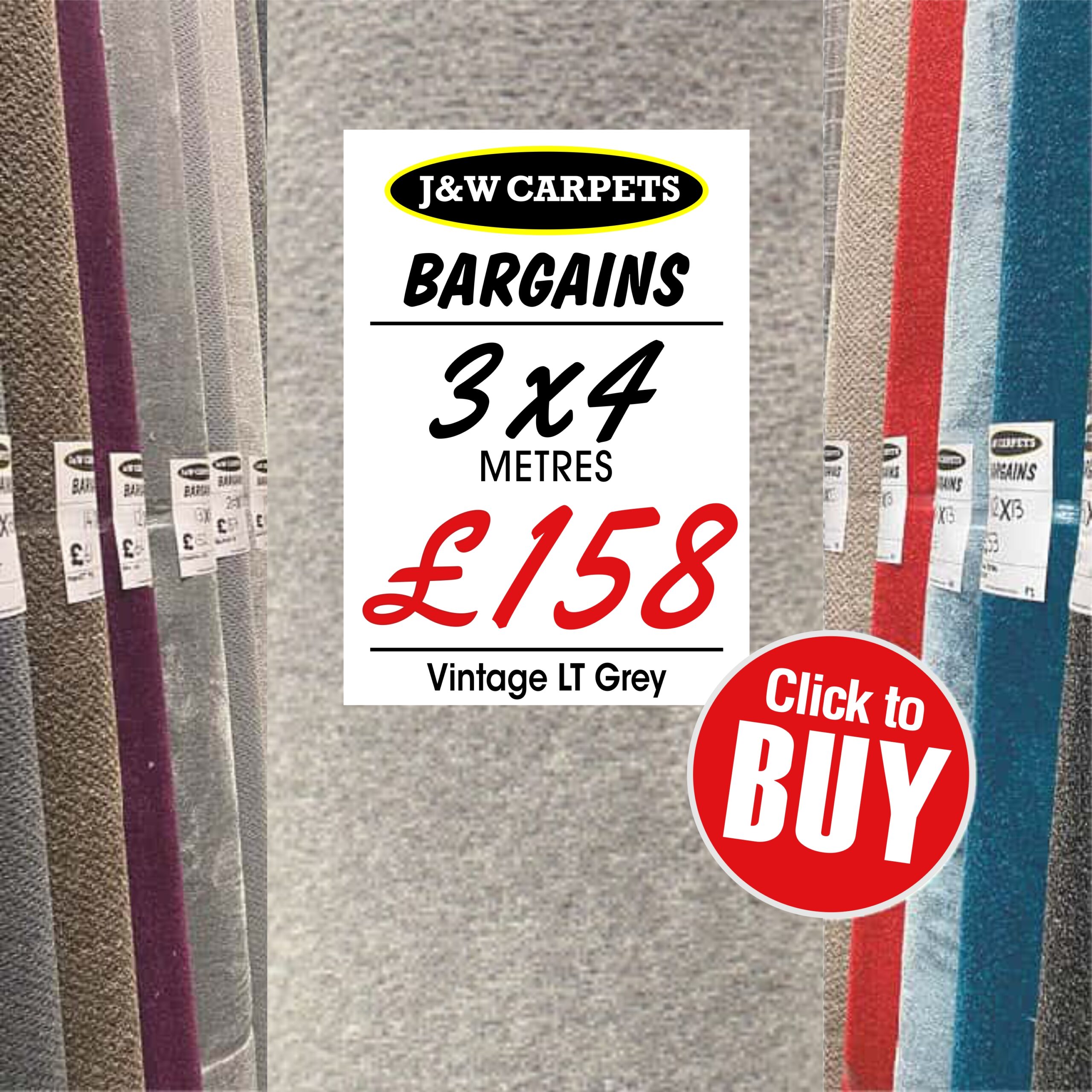 Vintage LT Grey – 3x4m – Carpet Roll End