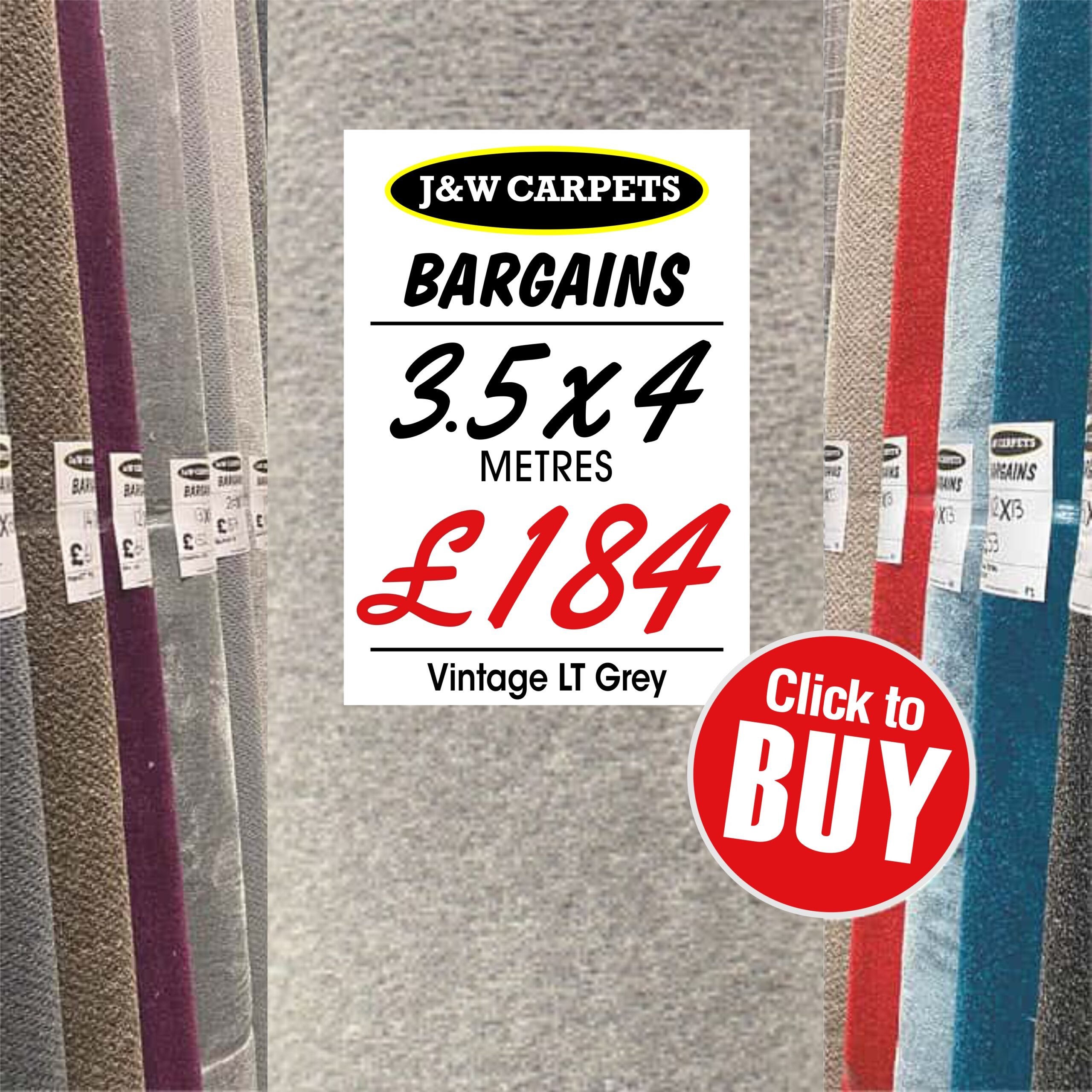 Vintage LT Grey – 3.5x4m – Carpet Roll End