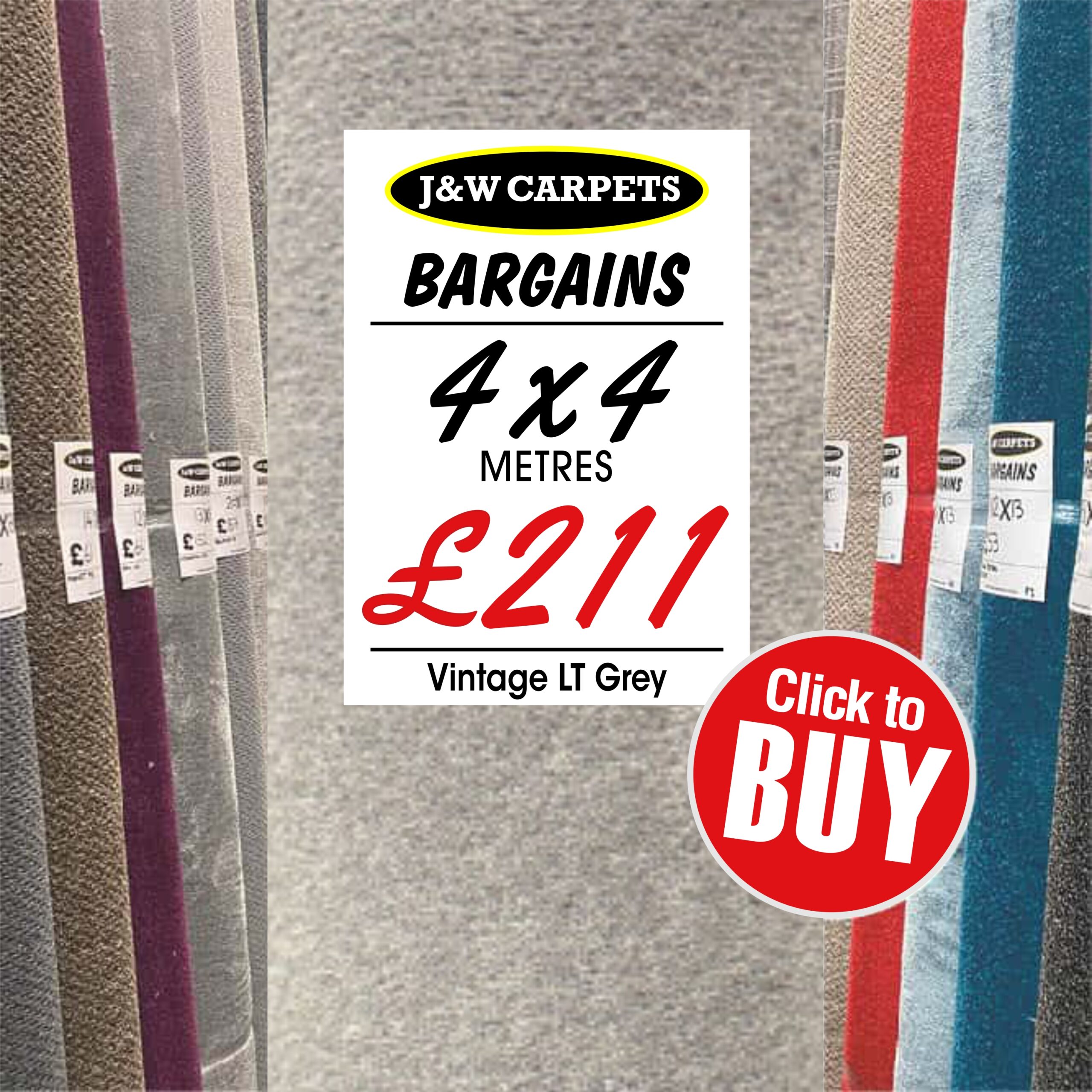 Vintage LT Grey – 4x4m – Carpet Roll End