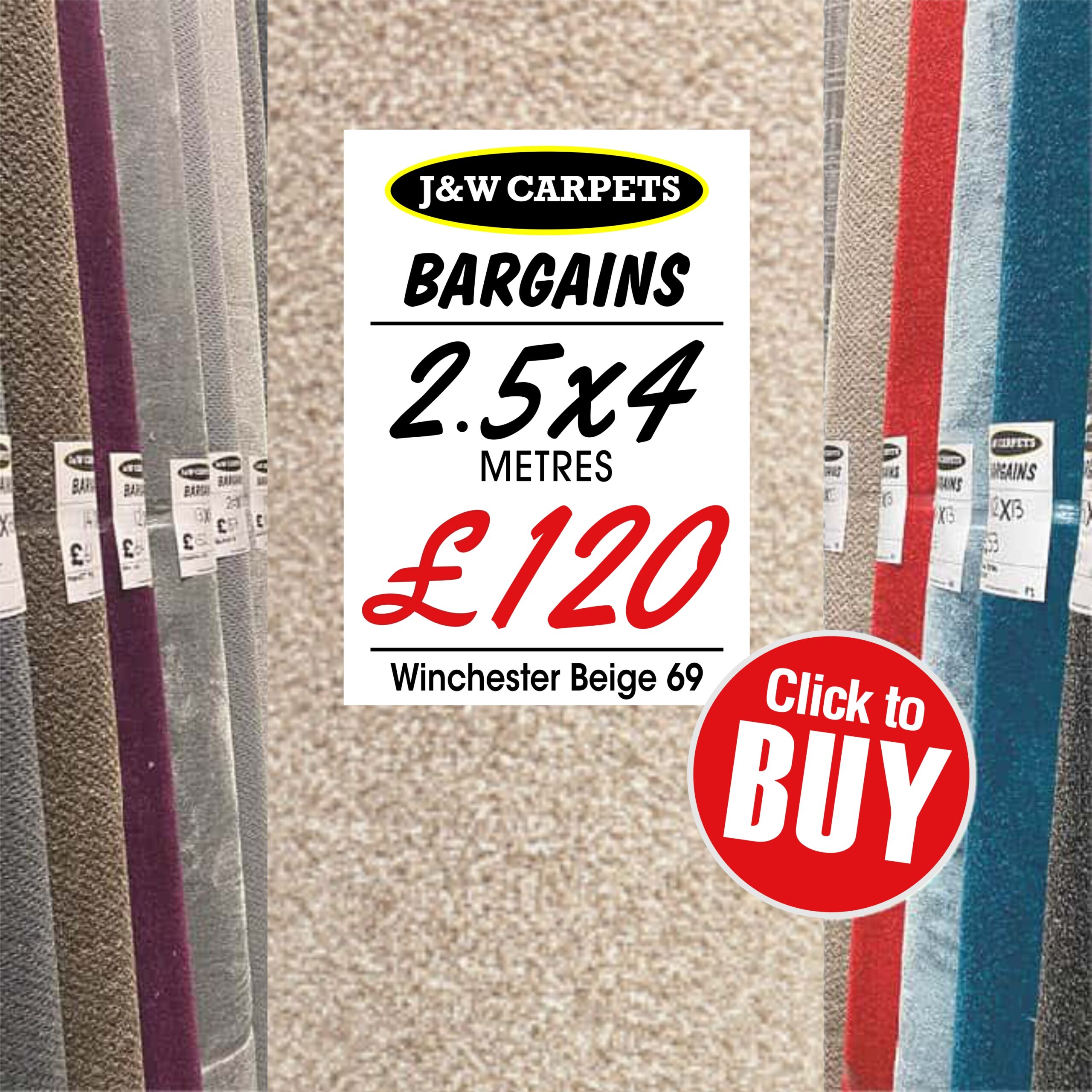Winchester Beige 69 – 2.5x4m – Carpet Roll End