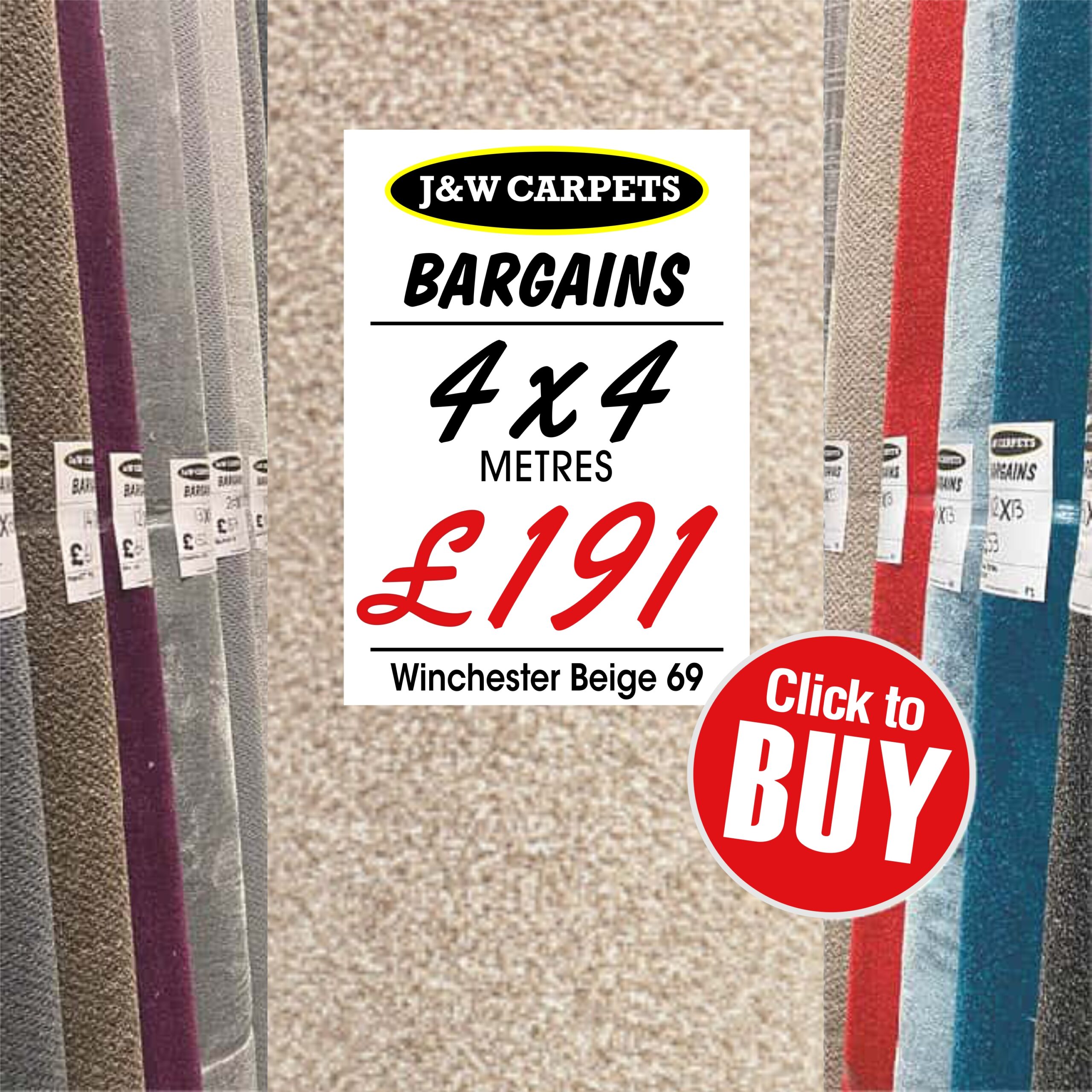 Winchester Beige 69 – 4x4m – Carpet Roll End