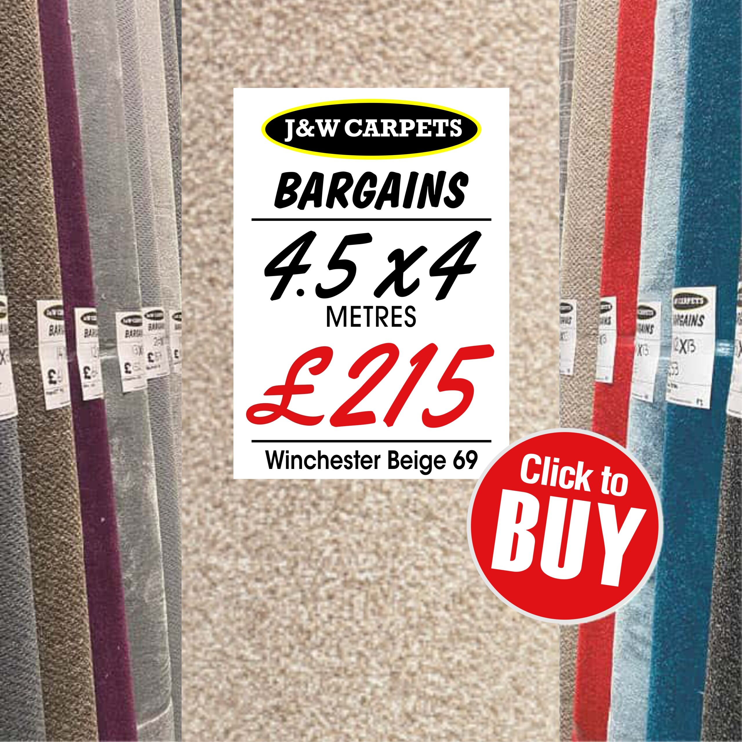 Winchester Beige 69 – 4.5x4m – Carpet Roll End