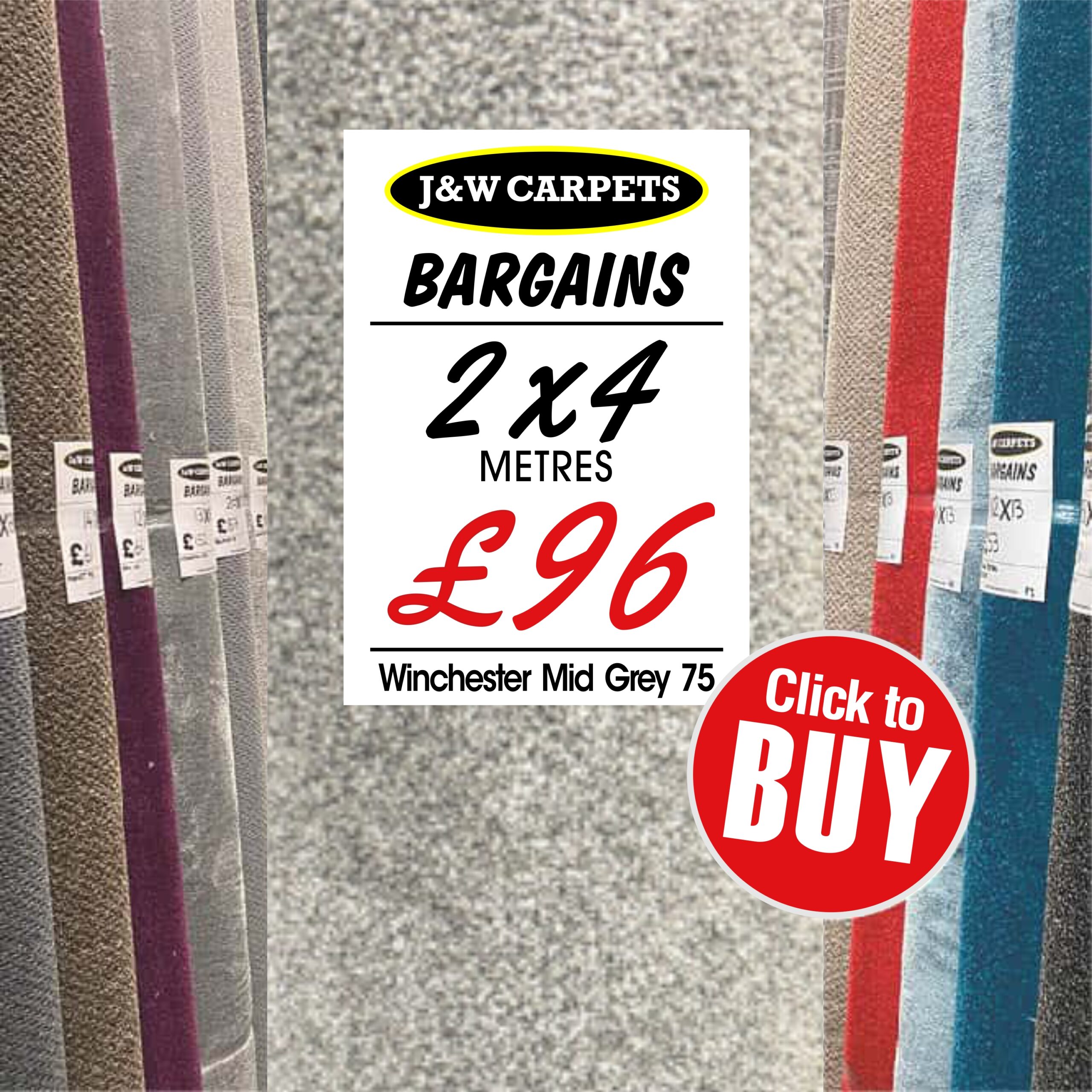Winchester Mid Grey 75 – 2x4m – Carpet Roll End