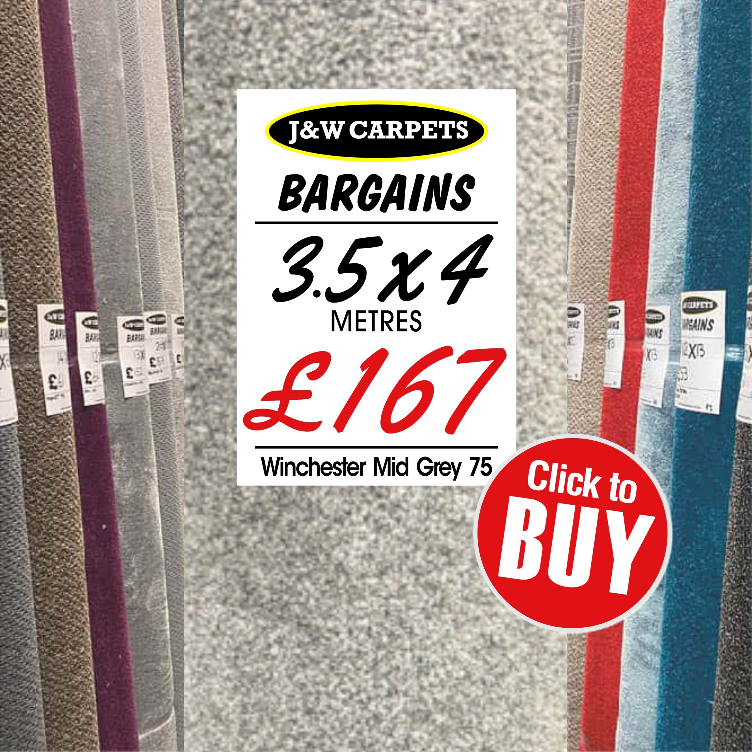 Winchester Mid Grey 75 – 3.5x4m – Carpet Roll End