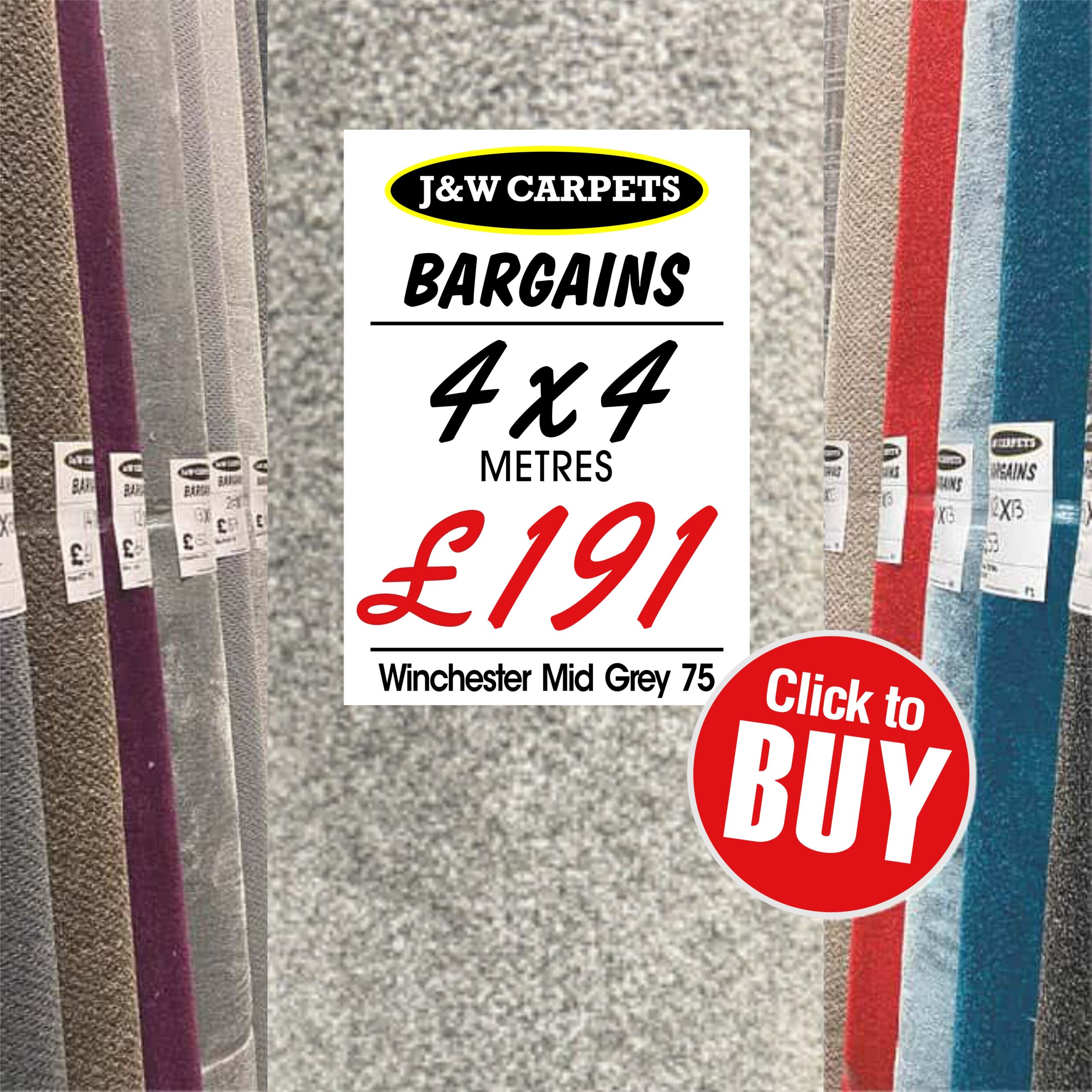 Winchester Mid Grey 75 – 4x4m – Carpet Roll End