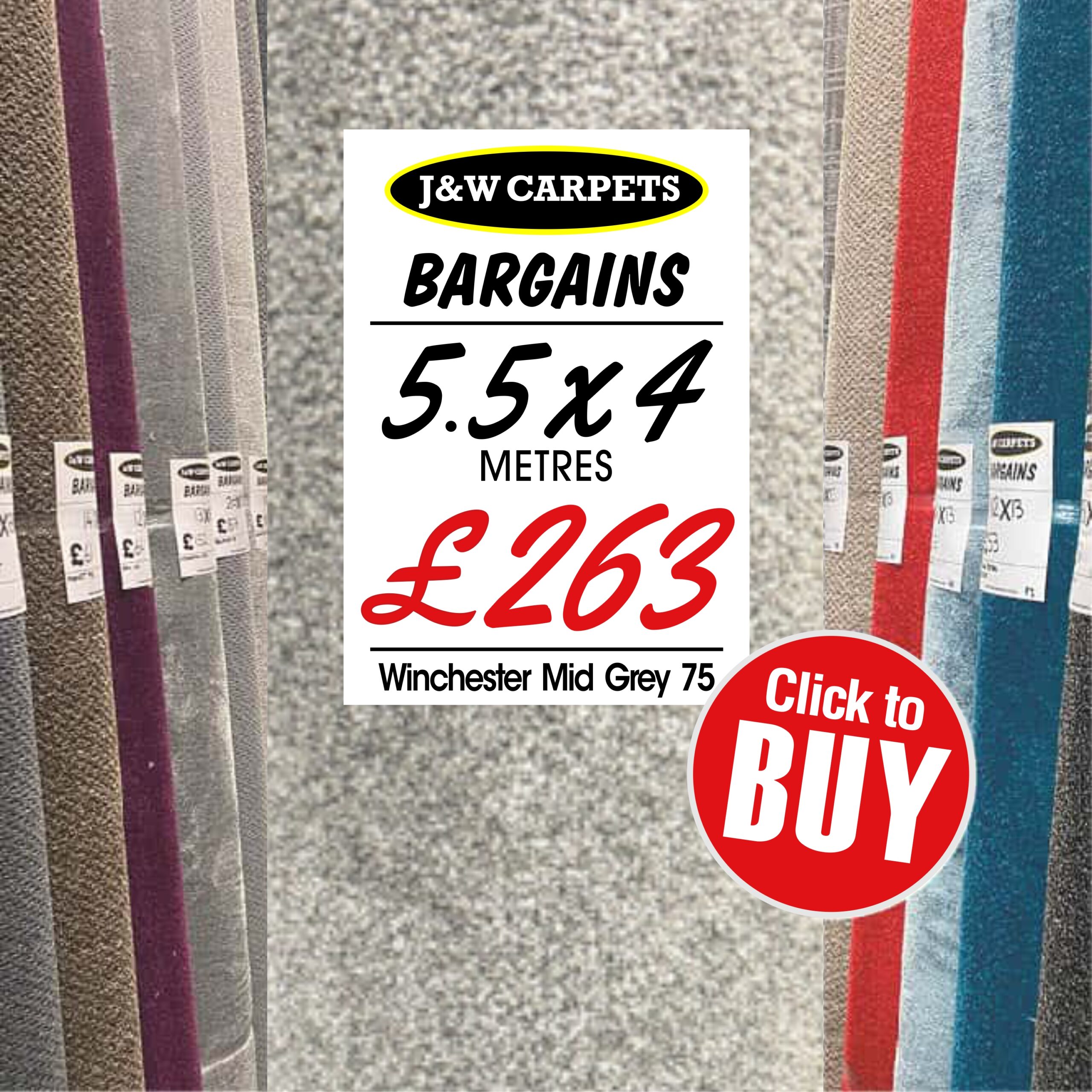 Winchester Mid Grey 75 – 5.5x4m – Carpet Roll End