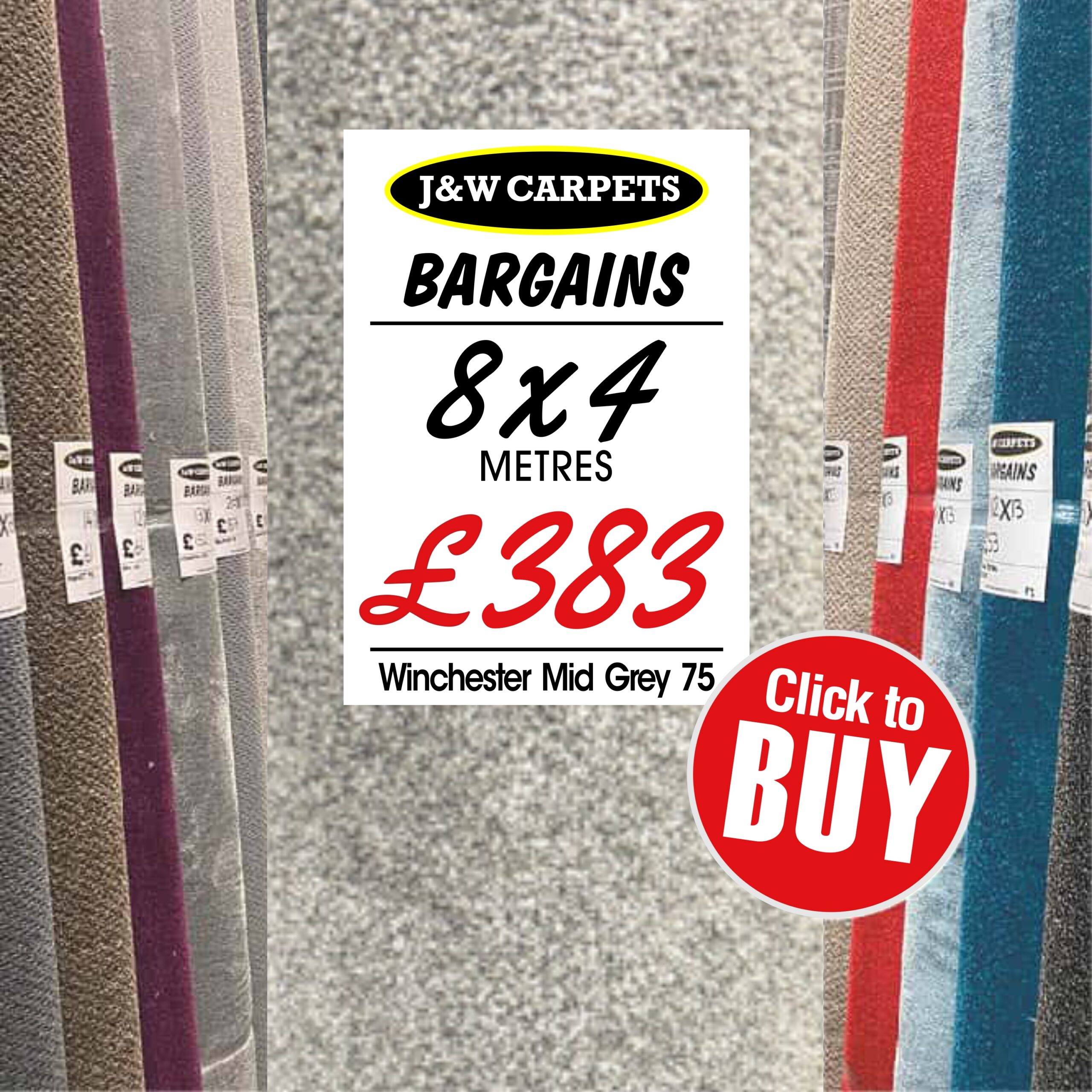 Winchester Mid Grey 75 – 8x4m – Carpet Roll End