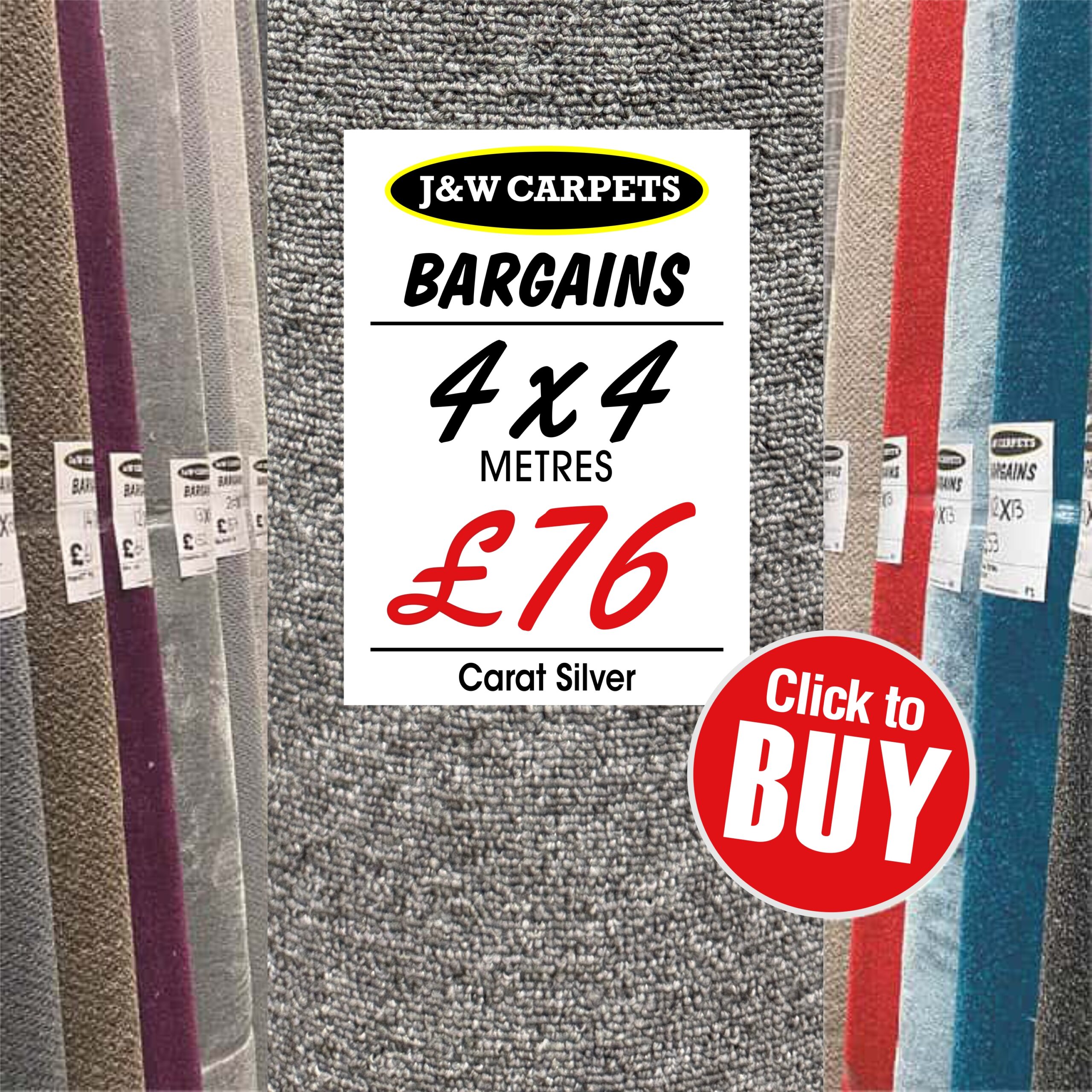Carat Silver – 4x4m – Carpet Roll End