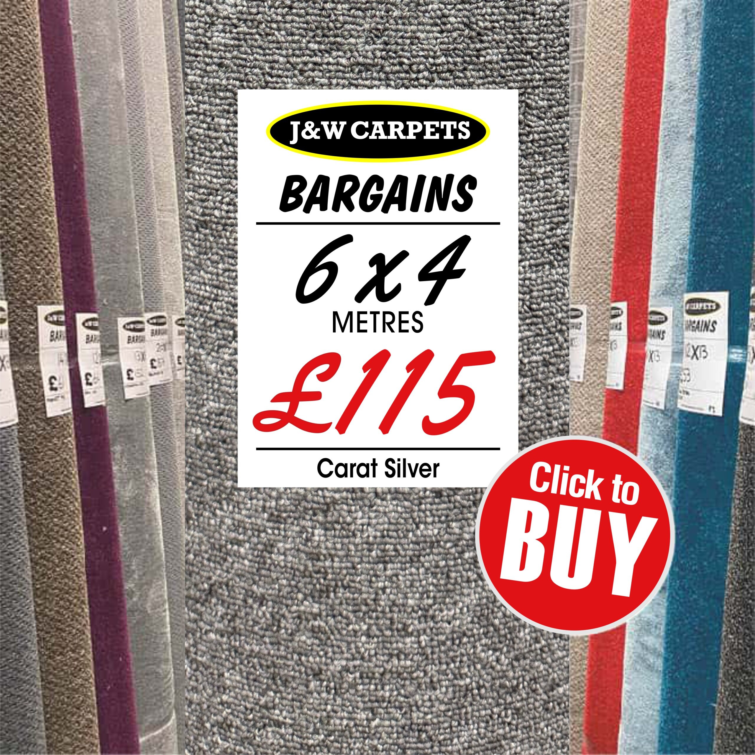 Carat Silver – 6x4m – Carpet Roll End