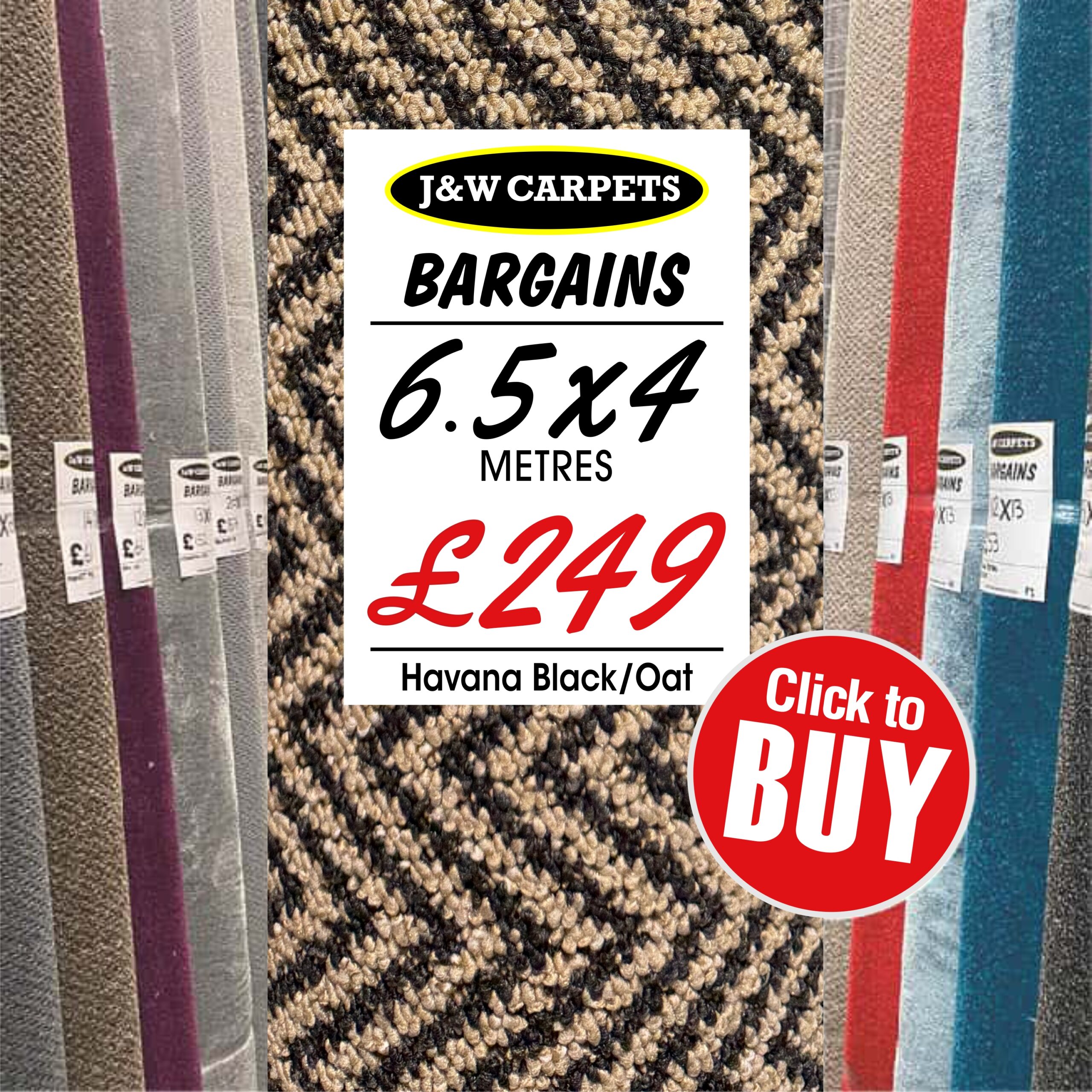 Havana Black / Oat – 6.5x4m – Carpet Roll End